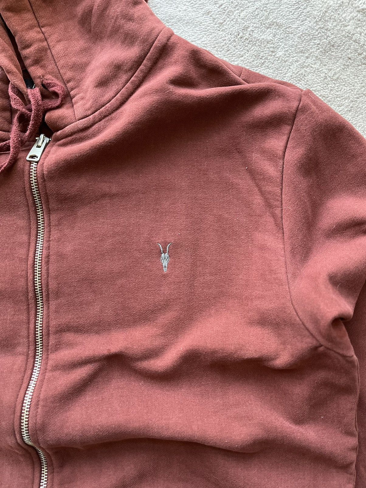 Allsaints × Vintage Allsaints Luxury Zip Hoodie Red Small Logo Y2K Japan Style Size US XL / EU 56 / 4 - 2 Thumbnail