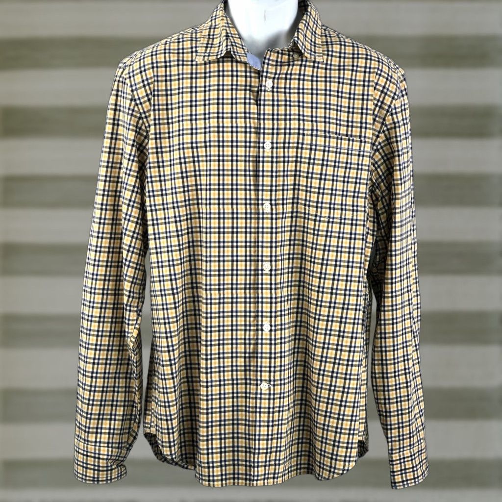 Banana Republic Banana Republic Oxford Shirt Camden Yellow/blue Plaid Button-Up Casual Workwear Mens L Size US L / EU 52-54 / 3 - 1 Thumbnail