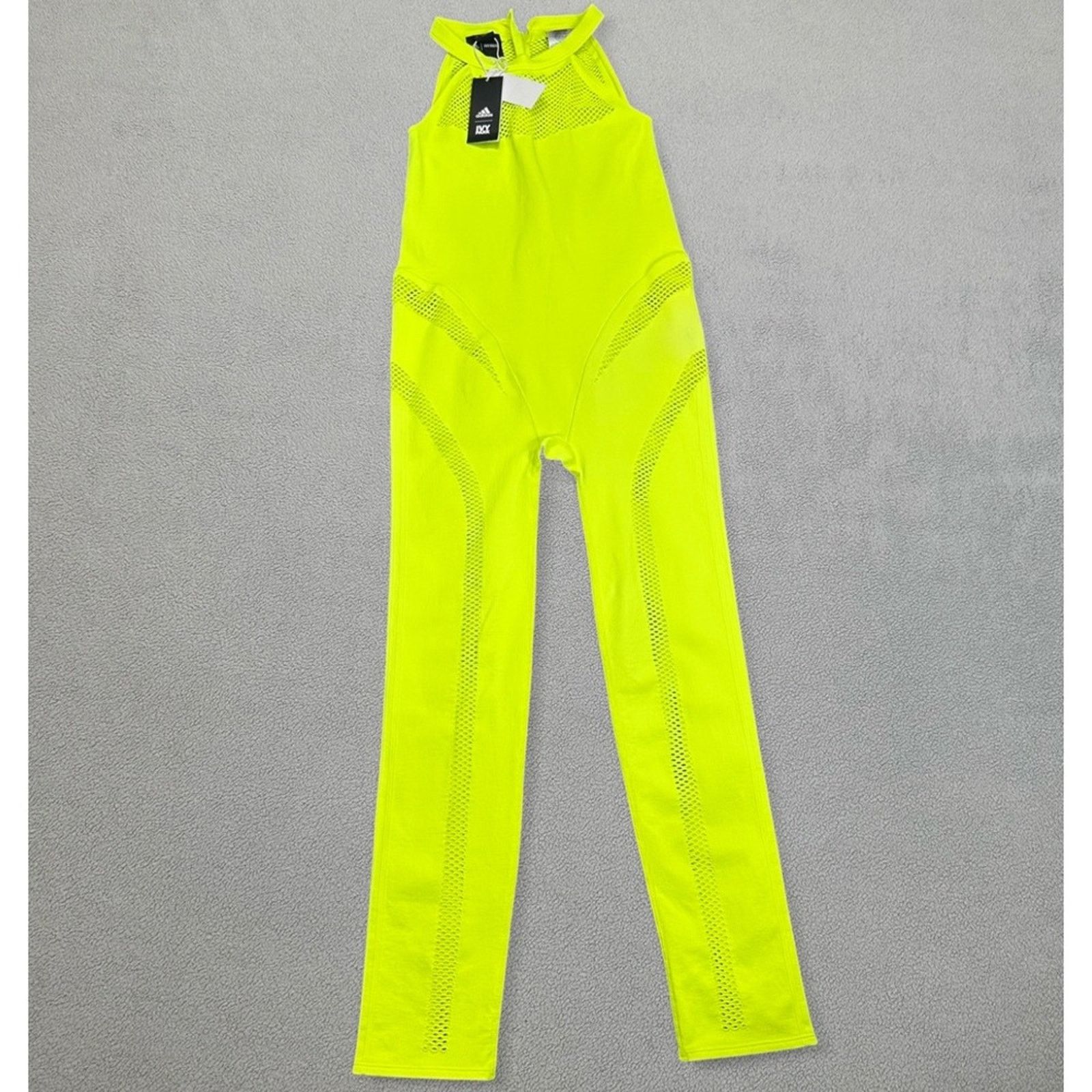 Ivy Park NWT Adidas x Ivy Park L Mesh Knit Catsuit Yellow Jumpsuit Size 34" / US 12 / IT 48 - 1 Thumbnail