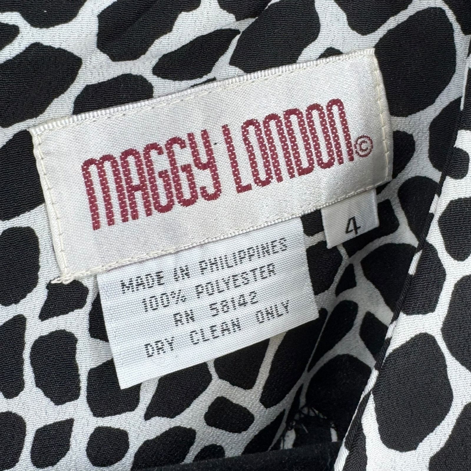 MAGGY LONDON Maggy London 70s Vintage Black Wrap Midi Dress Sz 4 Abstract Size S / US 4 / IT 40 - 4 Thumbnail