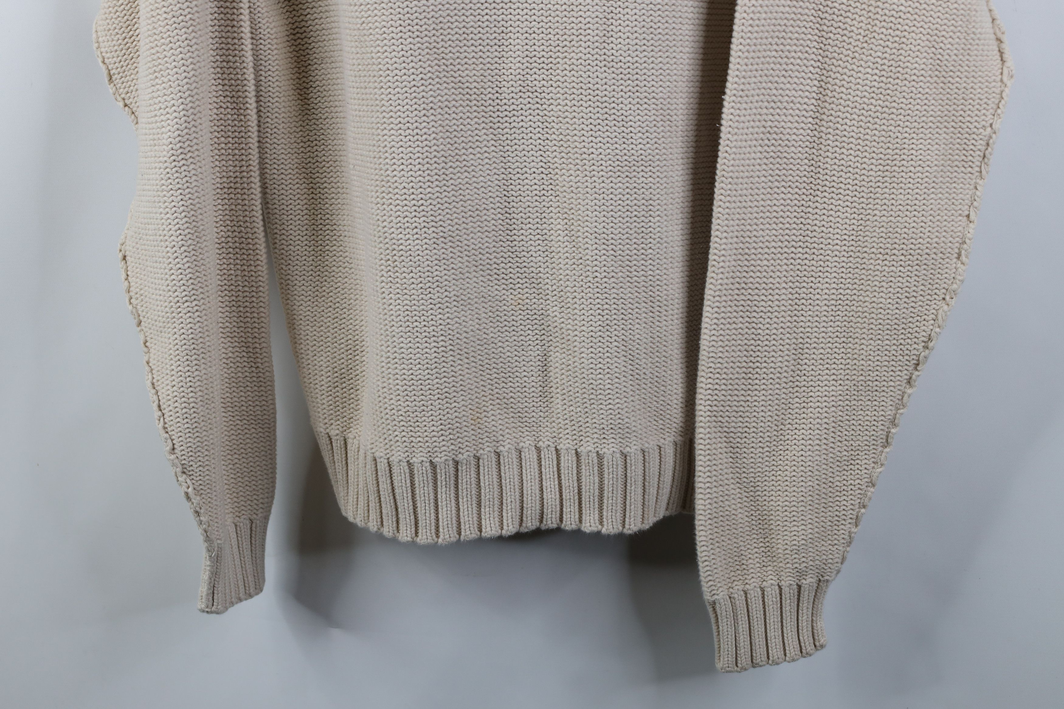 Gap Vintage Y2K 2001 Gap Heavyweight Knit V-Neck Sweater Beige Size US XL / EU 56 / 4 - 3 Thumbnail