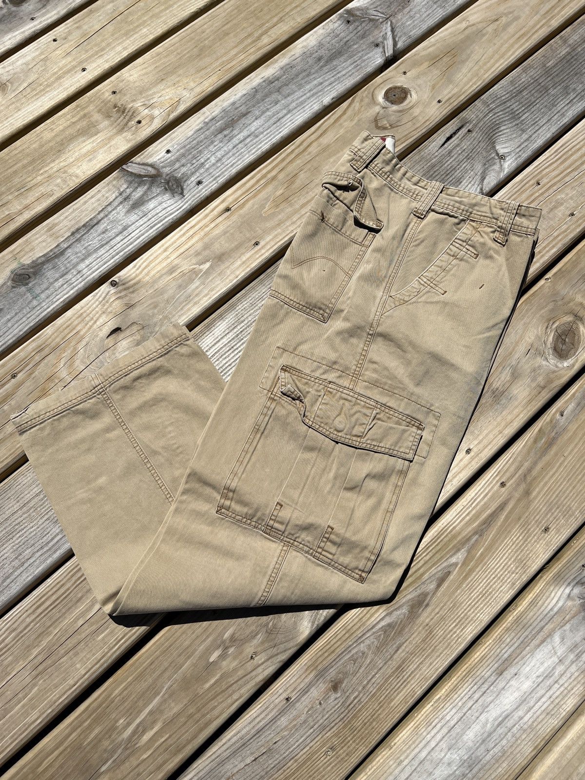 Levi's × Vintage Vintage Y2K Levi’s Baggy Cargo Khaki Pants Size US 38 / EU 54 - 3 Thumbnail