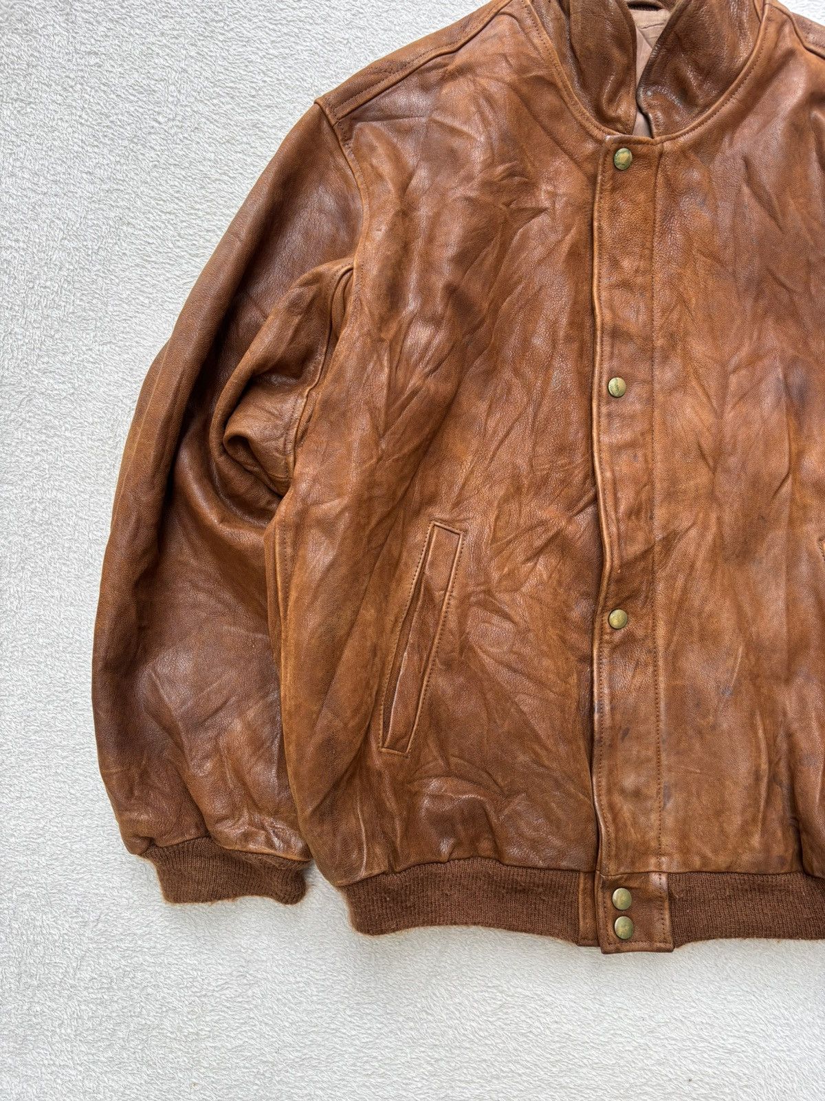 Golden Bear 1980s Golden Bear Cognac Bomber Leather Jacket Size US XL / EU 56 / 4 - 4 Thumbnail