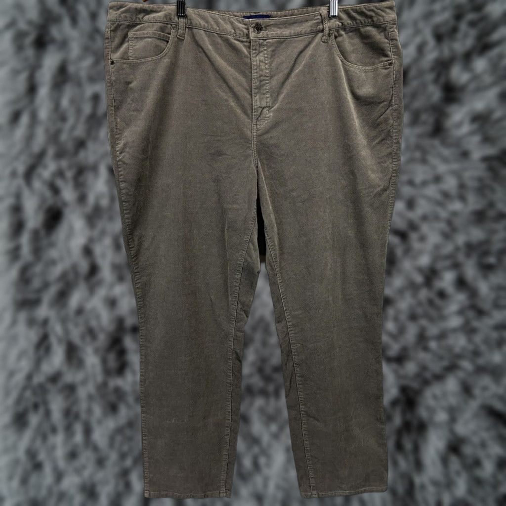 Talbots Talbots Plus Size 24W High Waist Straight Leg Corduroy Pants Gray Womens Size 42" / US 20 - 1 Thumbnail
