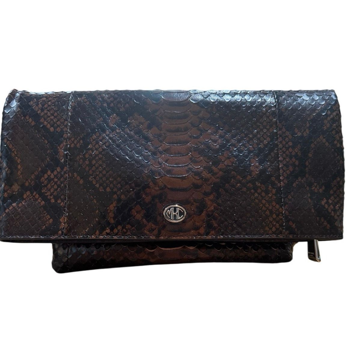 Michael Kors Michael Kors Collection Python-Embossed Leather Clutch Size ONE SIZE - 3 Thumbnail