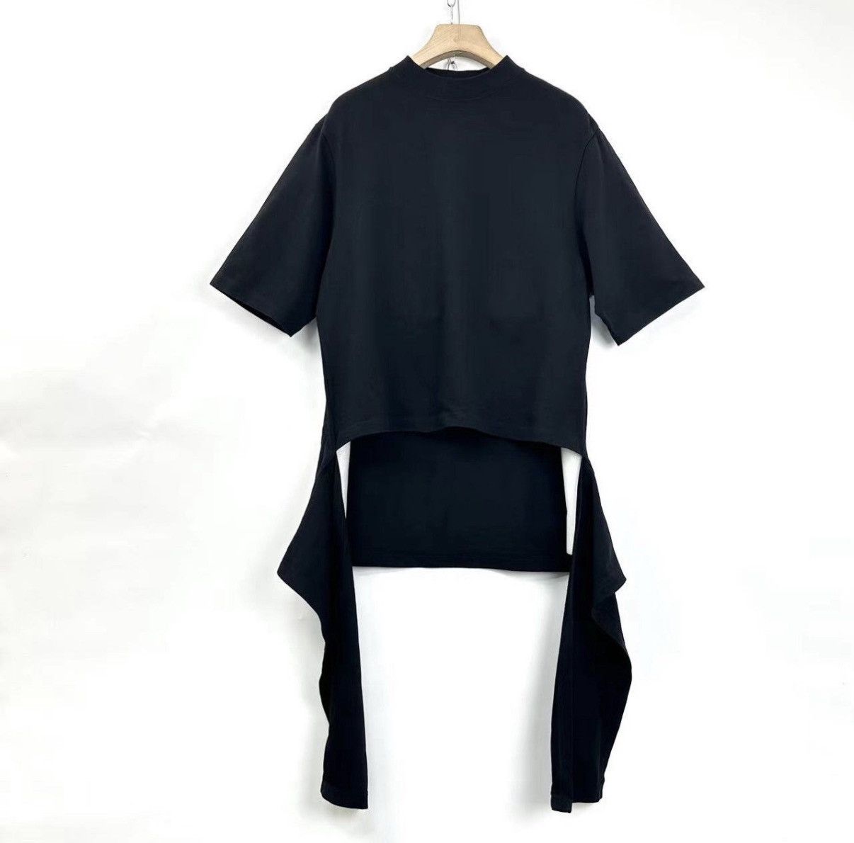 Balenciaga Balenciaga/Black High-Low Irregular Short Sleeve K12 Size US M / EU 48-50 / 2 - 1 Thumbnail