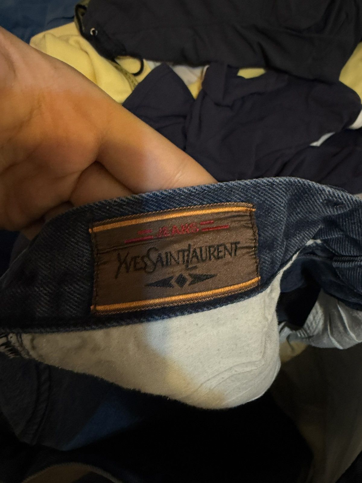 Yves Saint Laurent 90s 34x34 Vintage YSL Jeans Denim Pants Metal Logo Selvedge Size US 34 / EU 50 - 7 Thumbnail