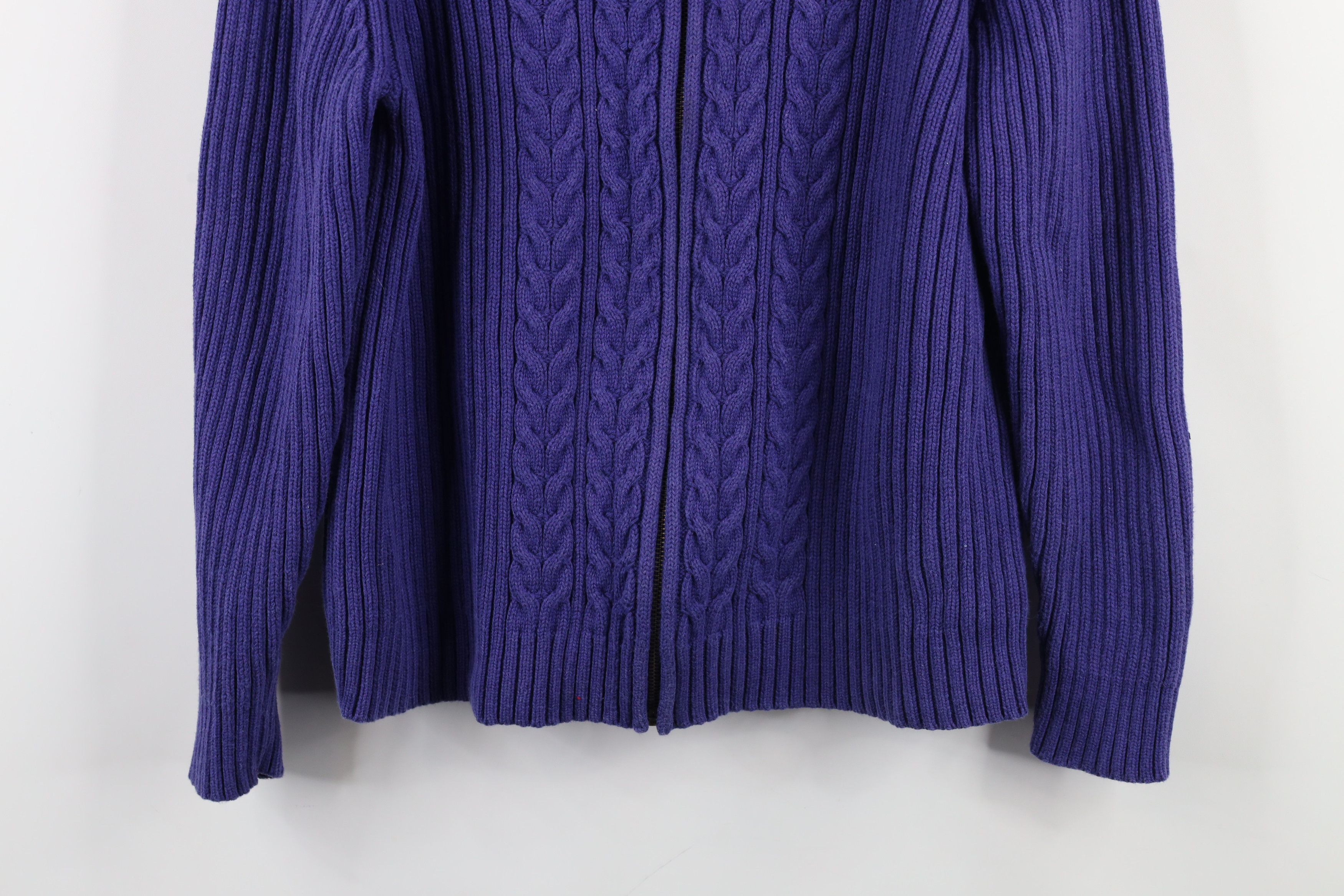 Lands' End × Vintage Vintage 90s Lands End Ribbed Cable Knit Sweater Japan Purple Size L / US 10 / IT 46 - 3 Thumbnail