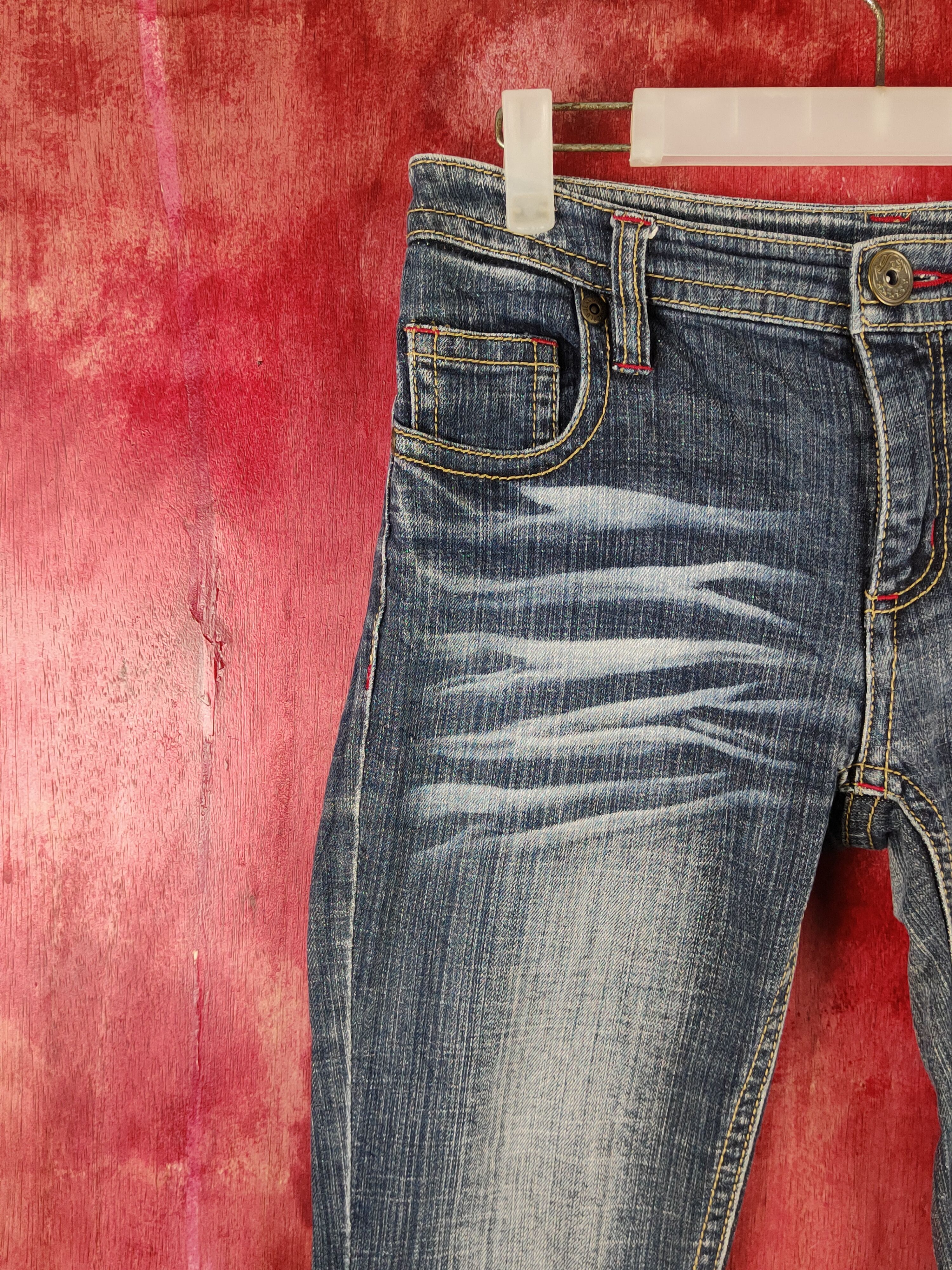 Japanese Brand N Dark Blue Distressed Ripped Jeans #S2220 Size 29" - 3 Thumbnail