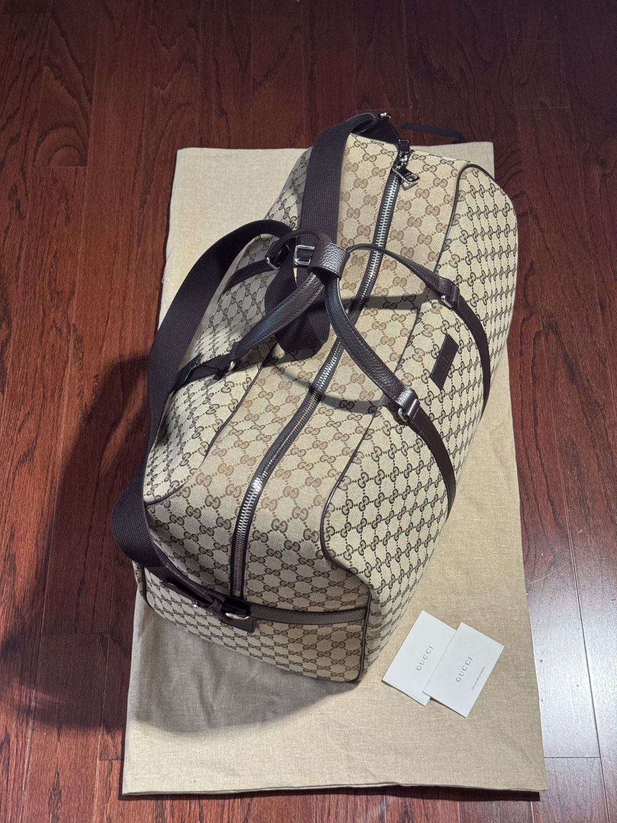 Gucci Gucci Boston GG Large Duffle Bag Beige Size ONE SIZE - 3 Thumbnail