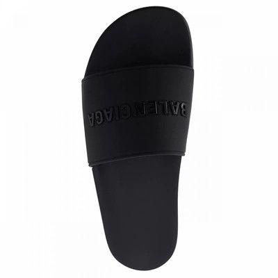 Balenciaga o1mt1gz0924 Pool Smooth Rubber Logo Bal in Black Size US 7 / EU 40 - 2 Thumbnail