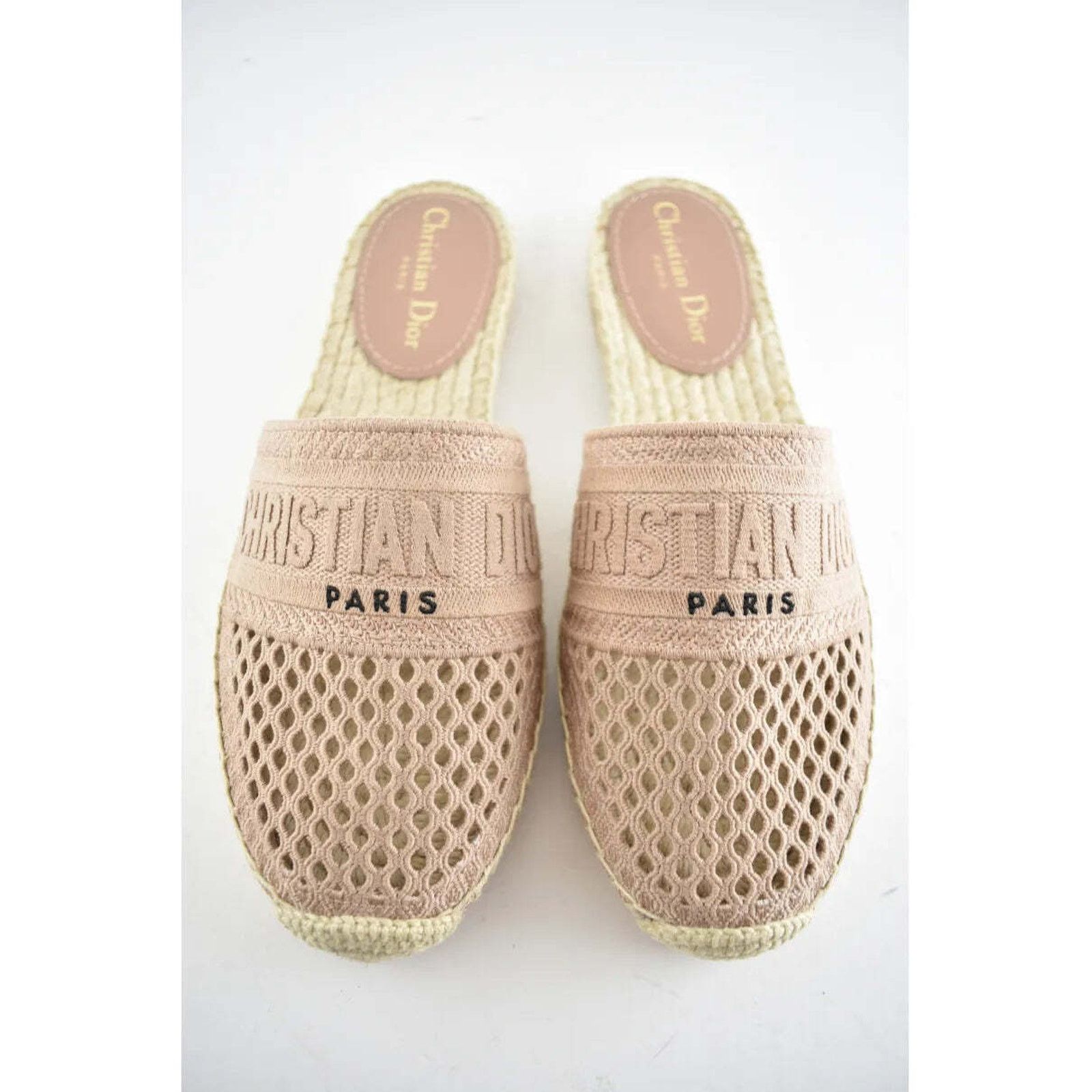 Dior Granville Clay Logo Canvas Backless Espadrille Slide Flat 42 Size US 12 / IT 42 - 4 Thumbnail
