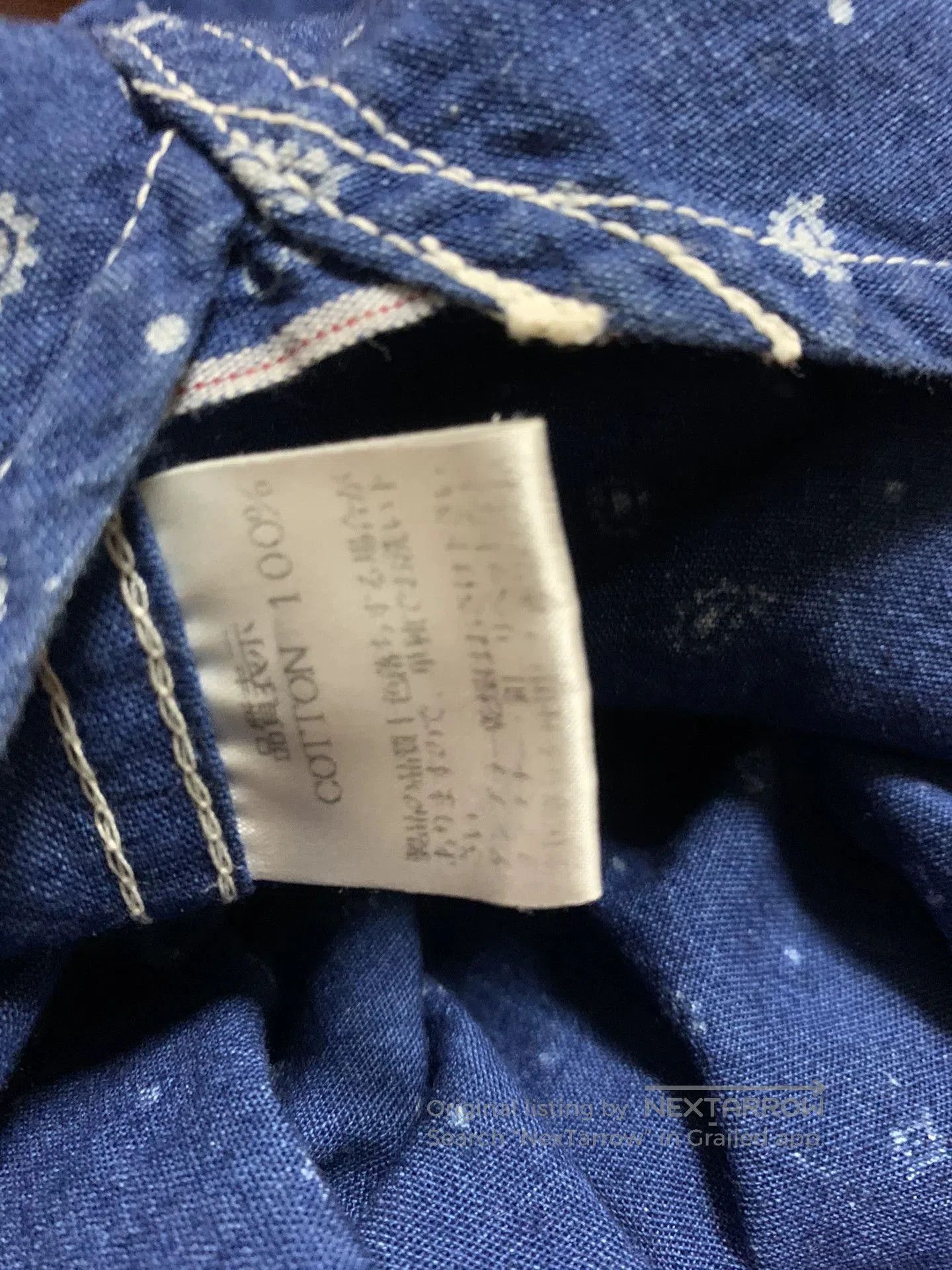 The Flat Head THE FLAT HEAD Indigo Bandana Short. Size US XXS / EU 40 - 5 Thumbnail