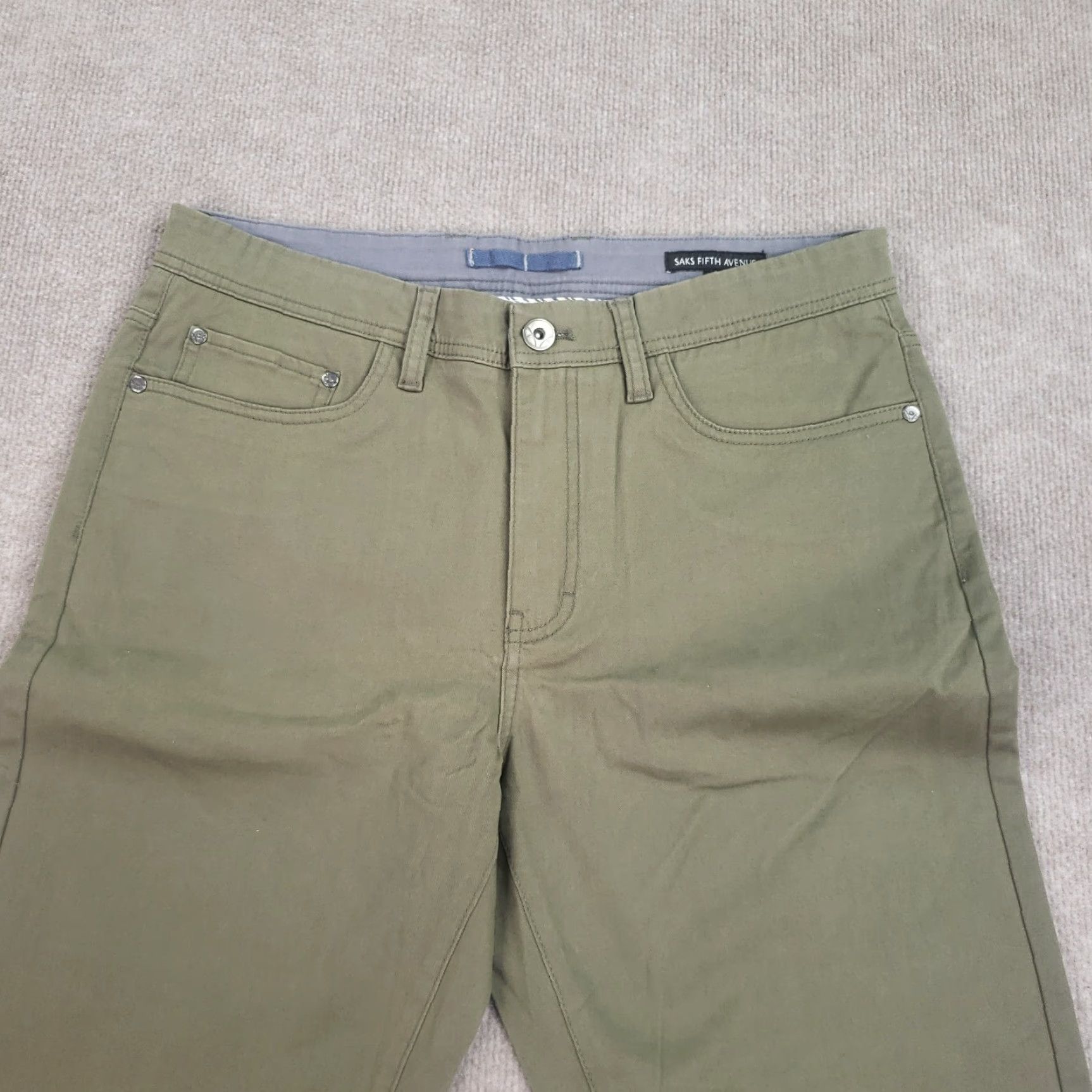 Saks Fifth Avenue Saks Fifth Avenue Men's Green Chino Pants 32x31 Straight Leg Stretch Size US 32 / EU 48 - 4 Thumbnail