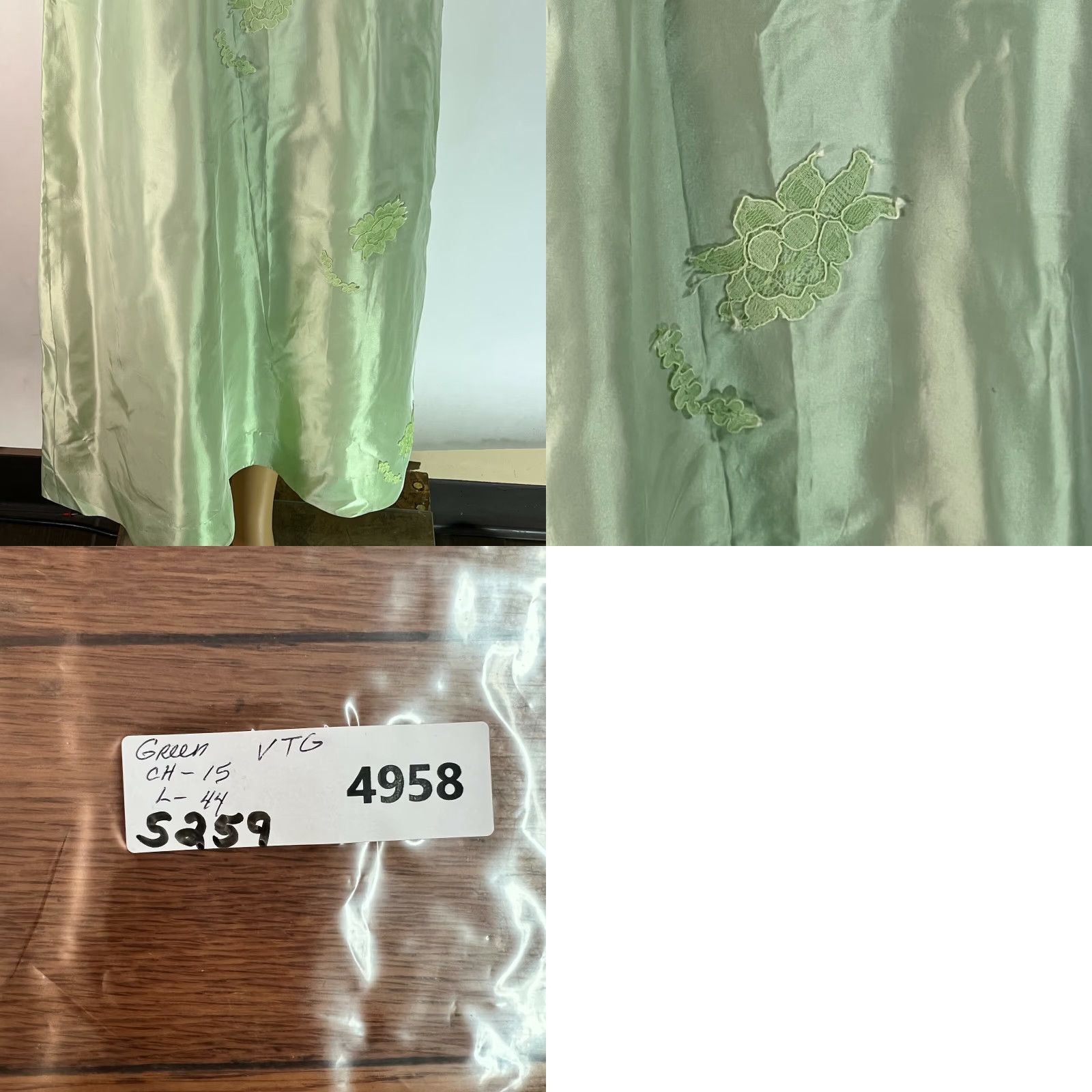 Vintage VINTAGE 80s Satin Maxi Dress - Green Square Neck Sleeveless Bow Back - M (S/M) Womens Party Wedding Size M / US 6-8 / IT 42-44 - 8 Thumbnail