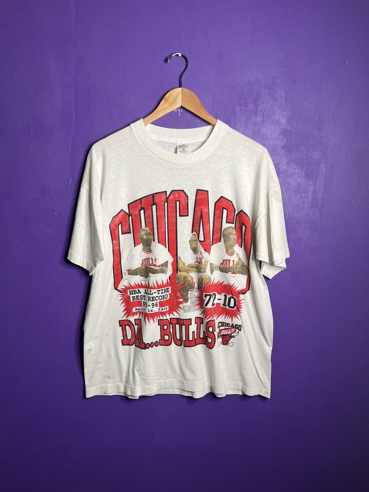 NBA × Rap Tees × Vintage Vintage 1996 Chicago bulls DA BULLS ranted Size US XL / EU 56 / 4 - 1 Thumbnail