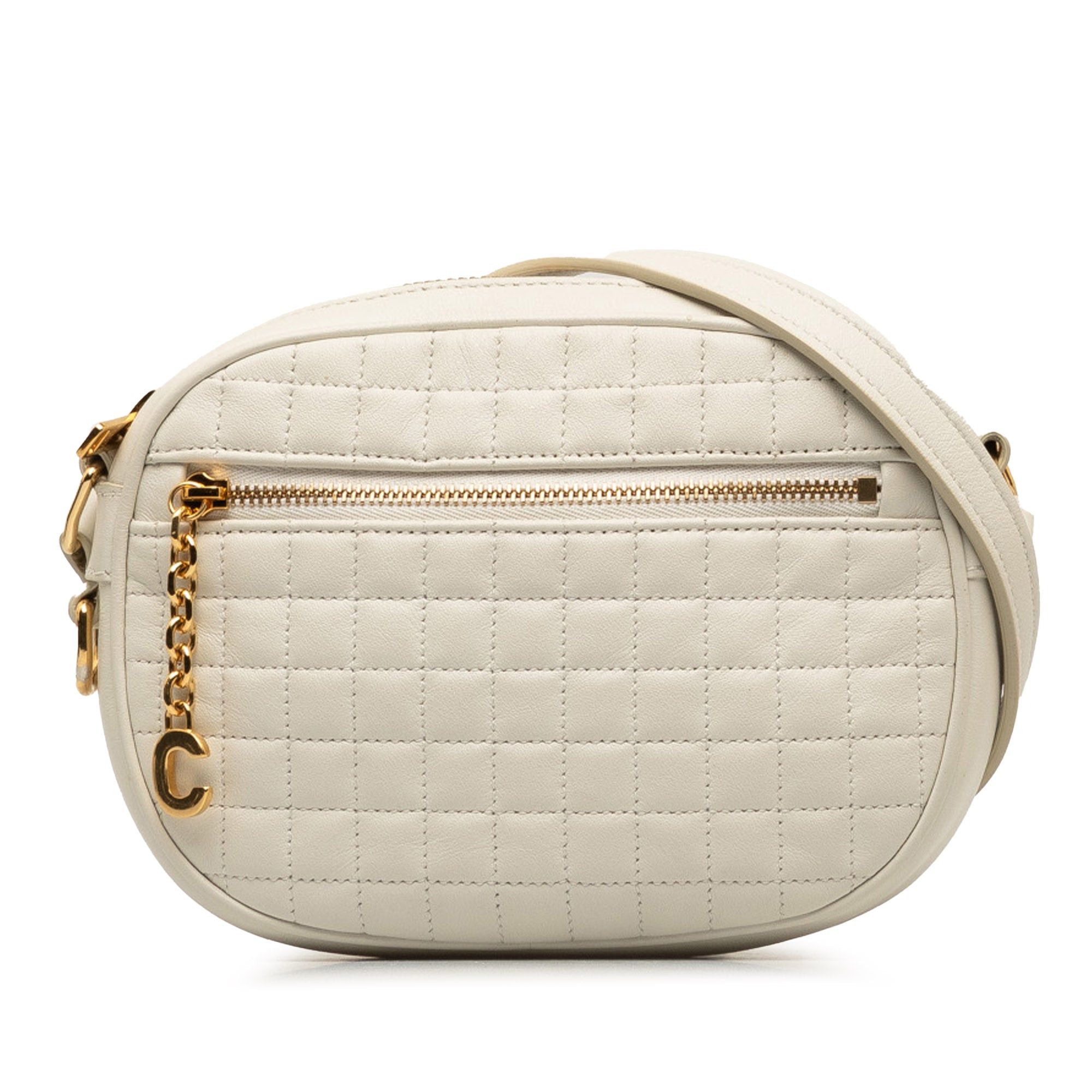 image of Celine Small C Charm Crossbody Bag in White, Women's