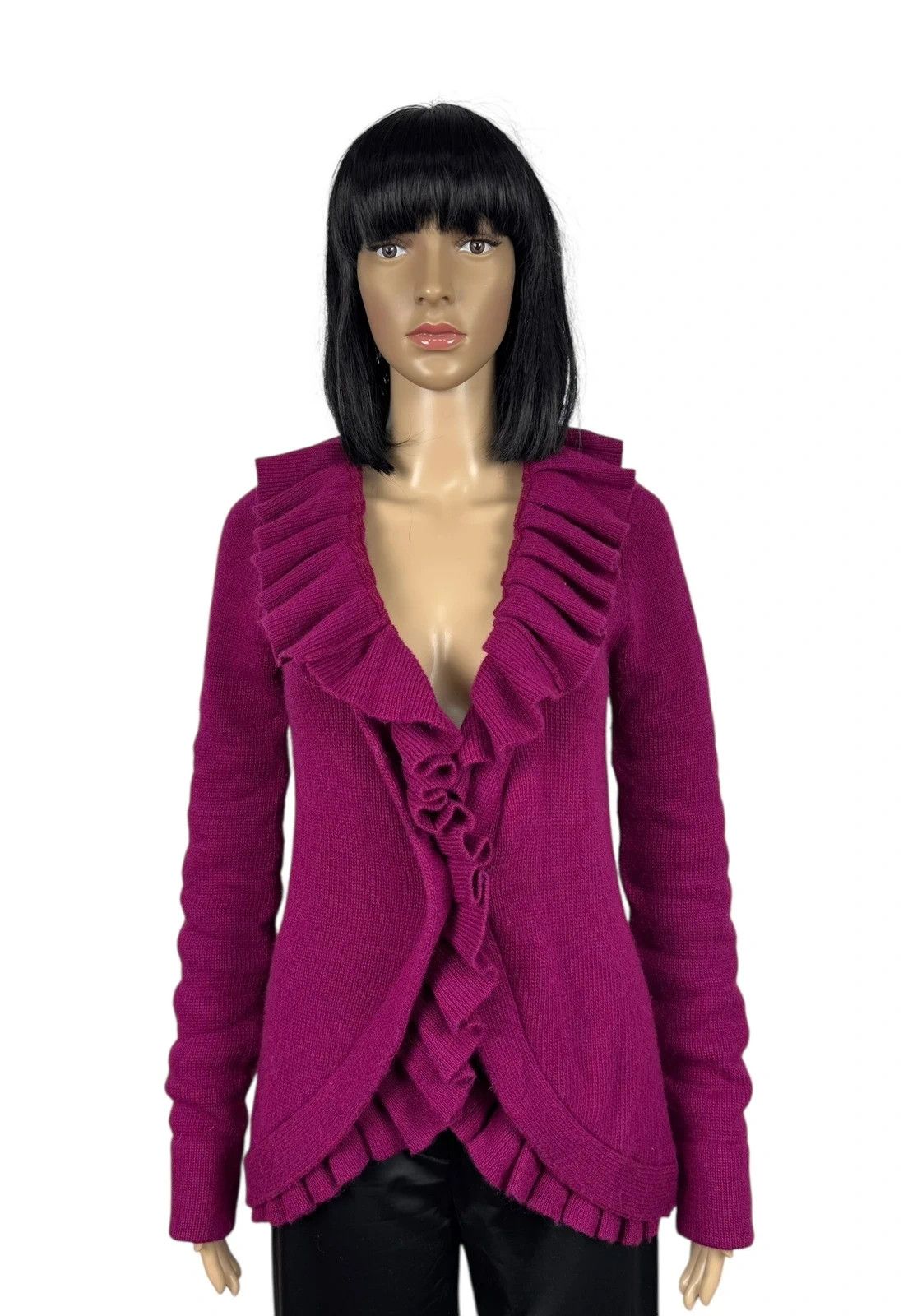 Emporio Armani Emporio Armani Ruffle Cardigan Wool Viscose size 46 Size L / US 10 / IT 46 - 1 Thumbnail