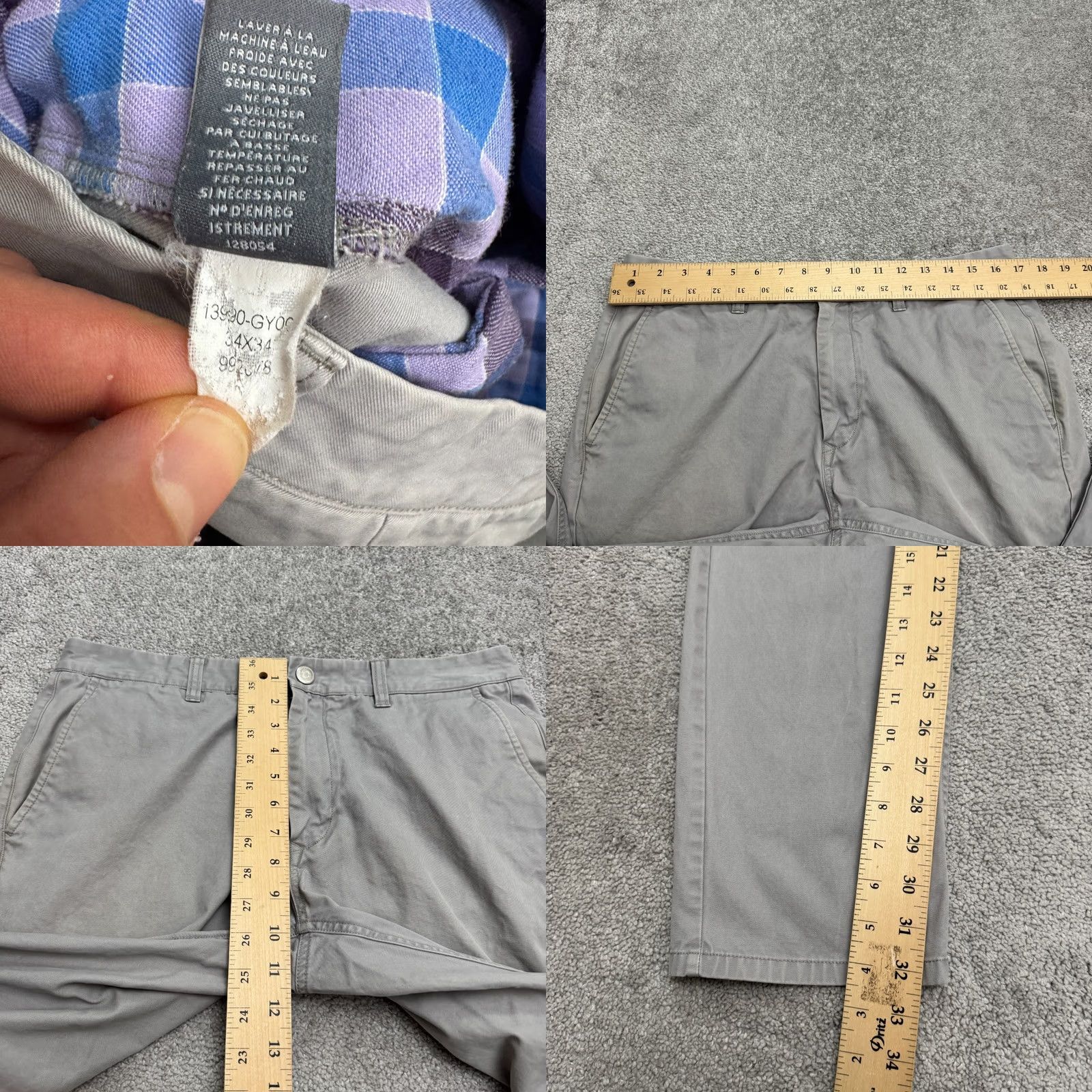 Bonobos Bonobos Chino Pants Straight Leg Mens 34x34 Gray Cotton Flat Front Regular Fit Size US 34 / EU 50 - 10 Thumbnail