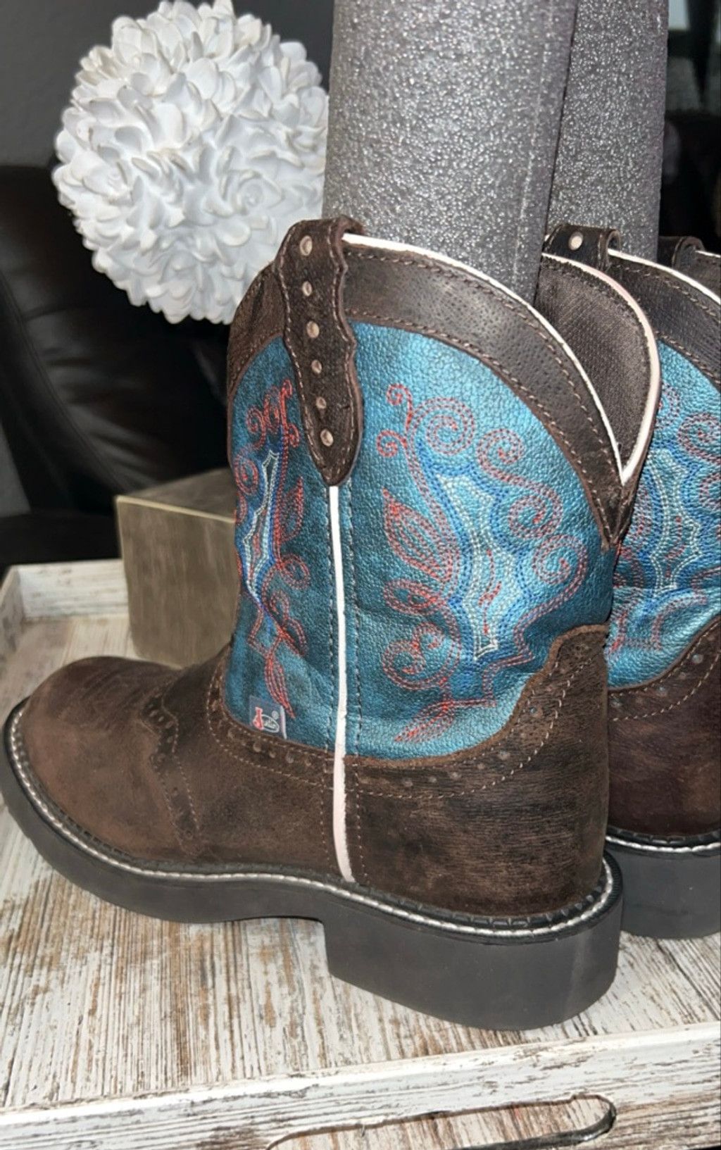 Justin Women's Justin Boots Brown & Blue Ankle Boots & Size 9 Size US 9 / IT 39 - 4 Thumbnail