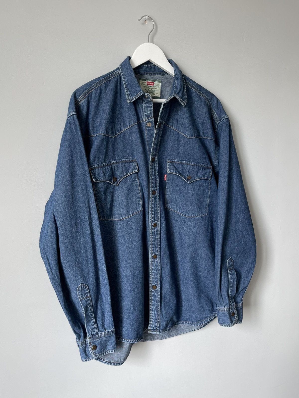 Levi's 90's Vintage Levi's Western Denim Button Up Shirt Red Tab Size US L / EU 52-54 / 3 - 3 Thumbnail
