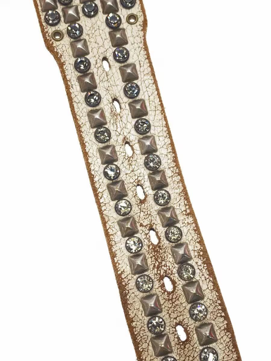 Hysteric Glamour Baltazar Gemstone Studded Distressed Leather Belt Size ONE SIZE - 4 Thumbnail