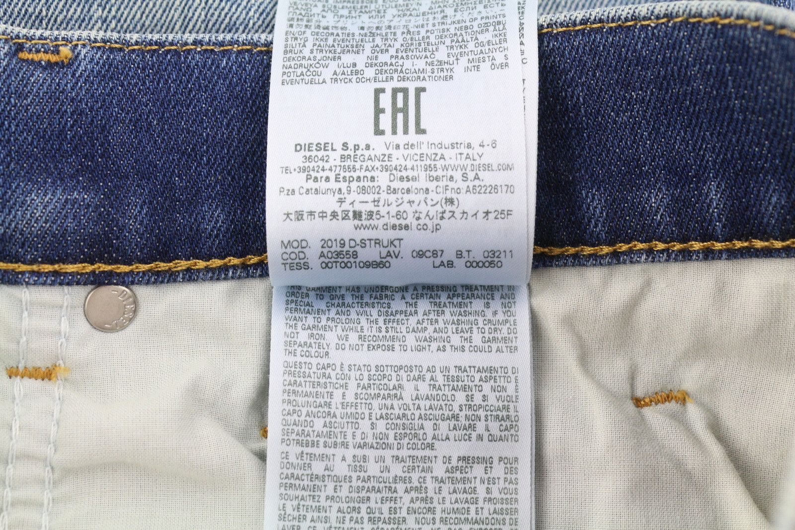Diesel 2019 D-STRUKT 09C87 W30/L32 Blue Distress Slim 85412 Size US 30 / EU 46 - 11 Thumbnail