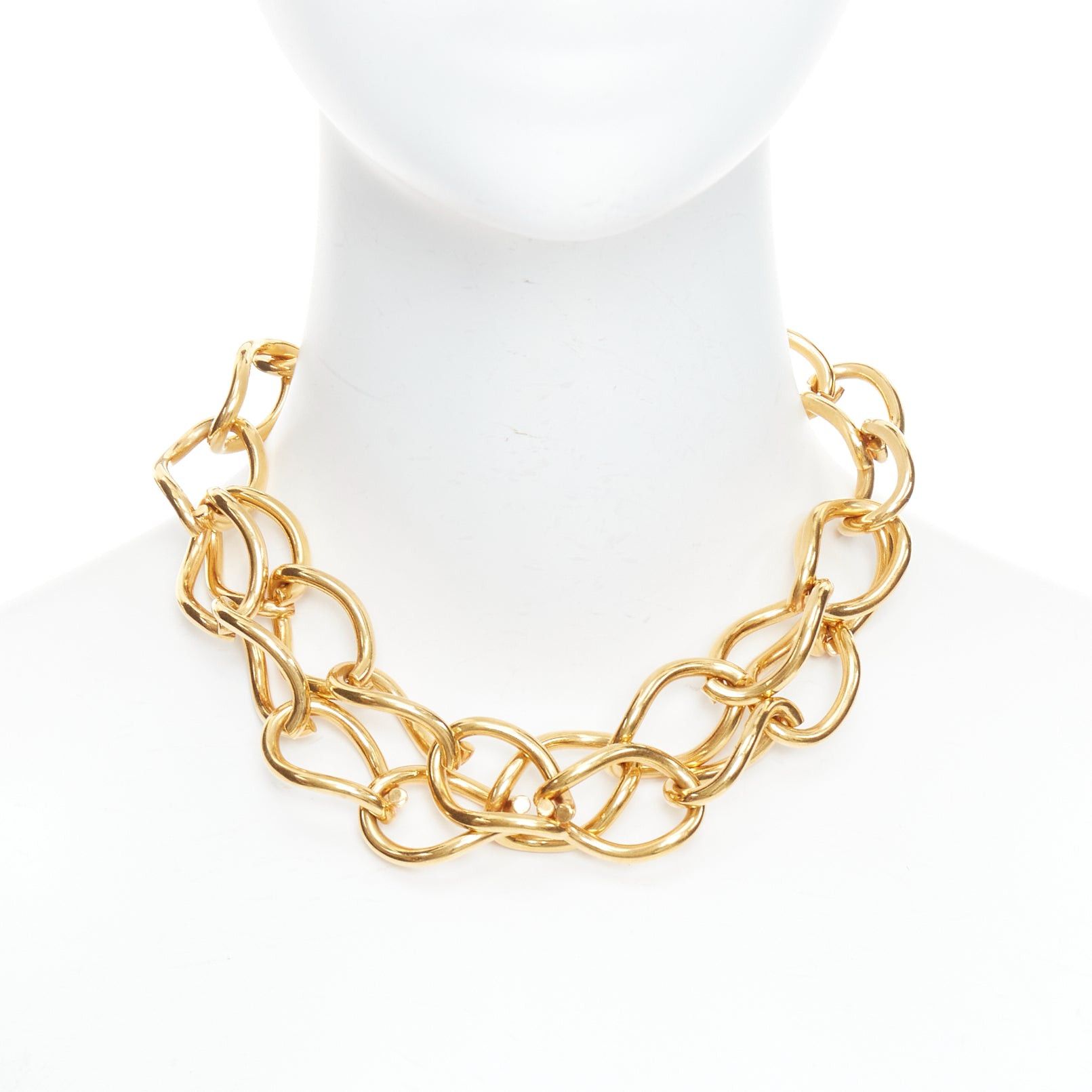 Celine rare OLD CELINE Phoebe Philo gold double chain choker short necklace Size ONE SIZE - 1 Thumbnail