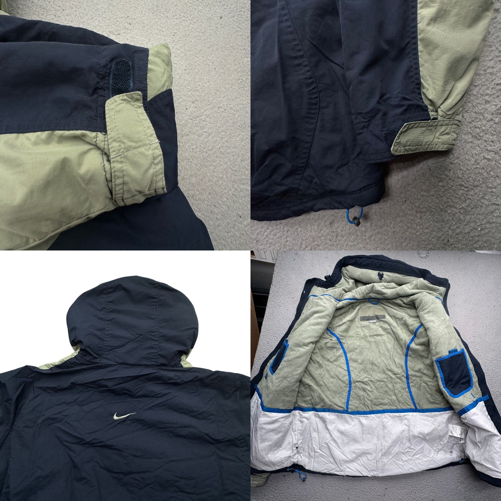 Nike VINTAGE Nike Fleece Lined Nylon Heavy Jacket Mens 2XL Green Navy Full Zip Hooded Parka Size US XXL / EU 58 / 5 - 8 Thumbnail