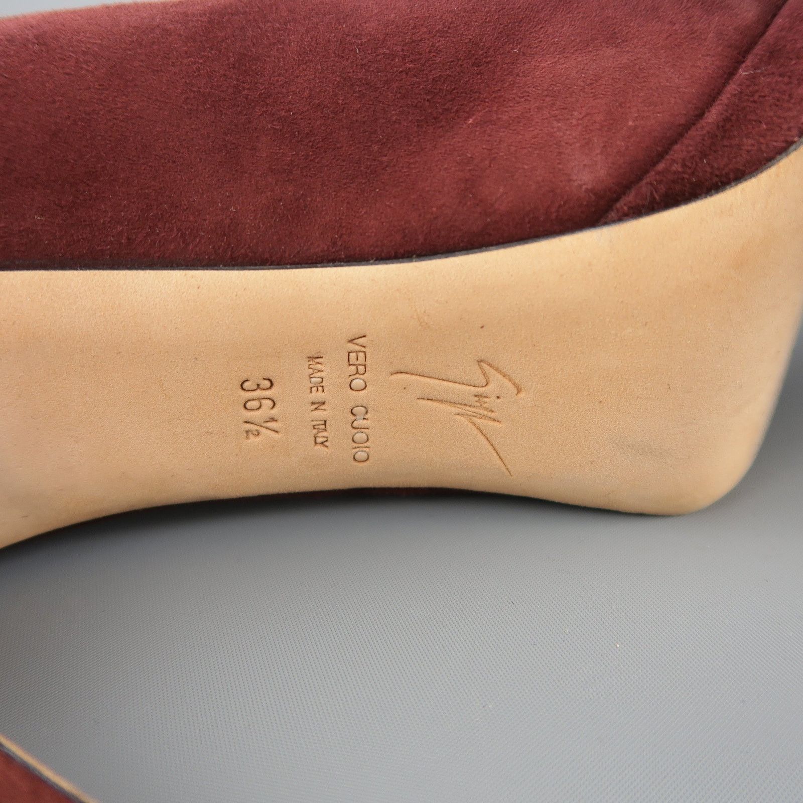 Giuseppe Zanotti Size 6.5 Burgundy Suede Peep Toe Platform SHARON Pumps Size US 6.5 / IT 36.5 - 9 Thumbnail