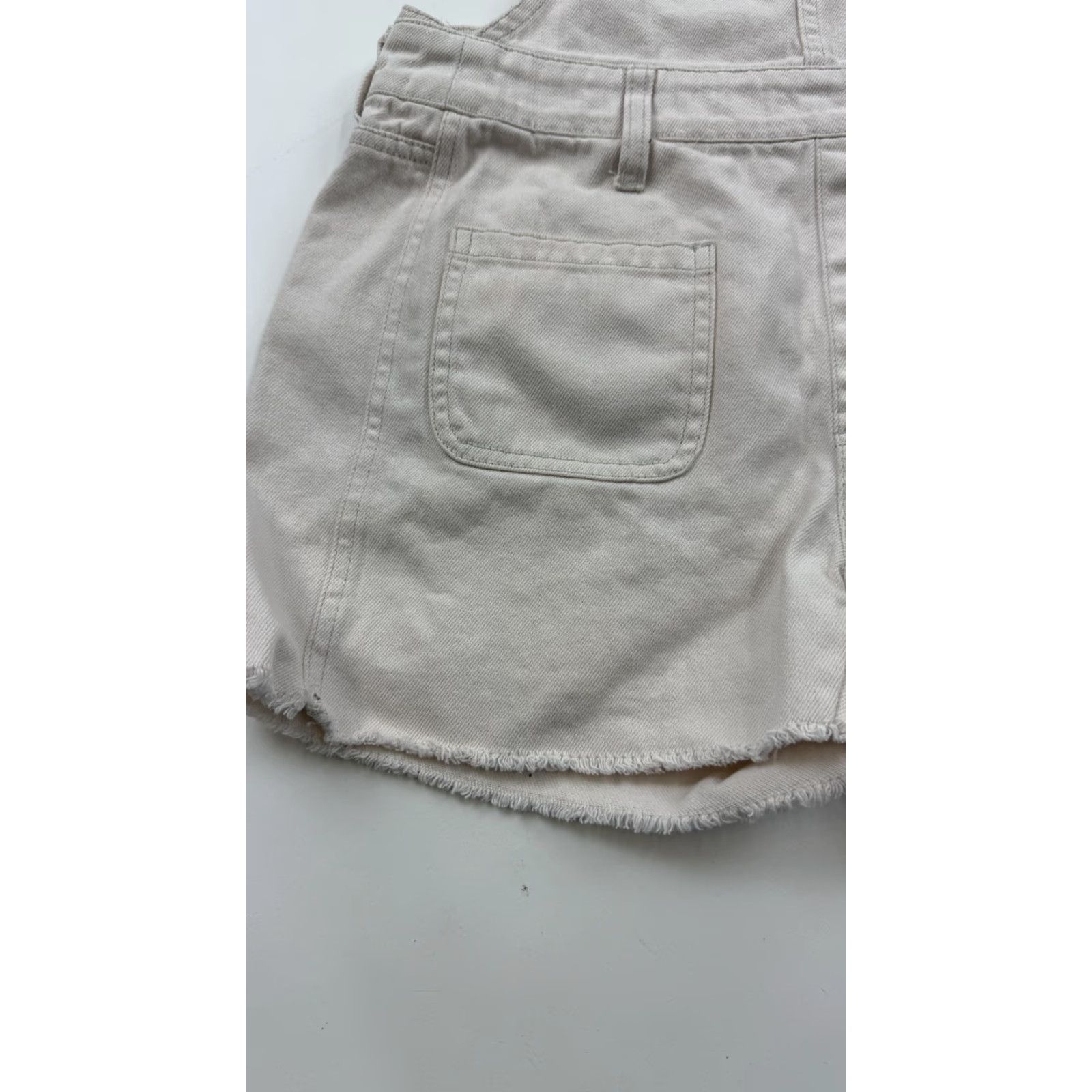 Madewell VINTAGE Madewell Overalls Shorts Womens XS Ecru Denim Raw Hem Frayed Side Zip Shortalls Size 26" / US 2 / IT 38 - 3 Thumbnail