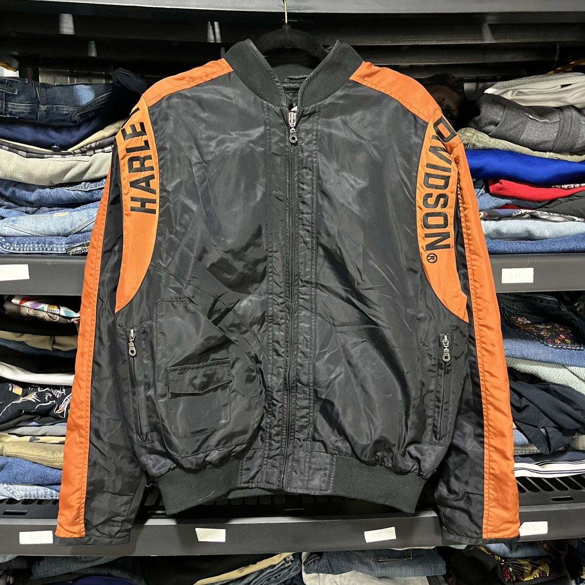 Harley Davidson VINTAGE HARLEY DAVIDSON GRUNGE ORANGE BLACK FULL ZIP JACKET Size US S / EU 44-46 / 1 - 4 Thumbnail