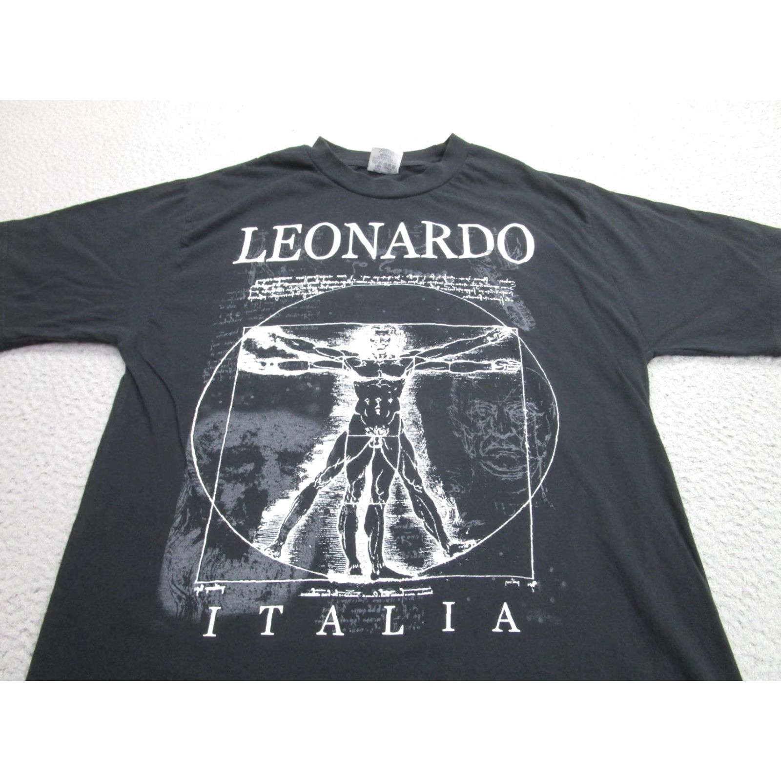 Vintage VINTAGE KOKSE Shirt Mens 2XL T-Shirt Black Crew Neck Graphic Front Vitruvian Man Italia Leonardo da Vinci Countries Art Size US XXL / EU 58 / 5 - 2 Thumbnail