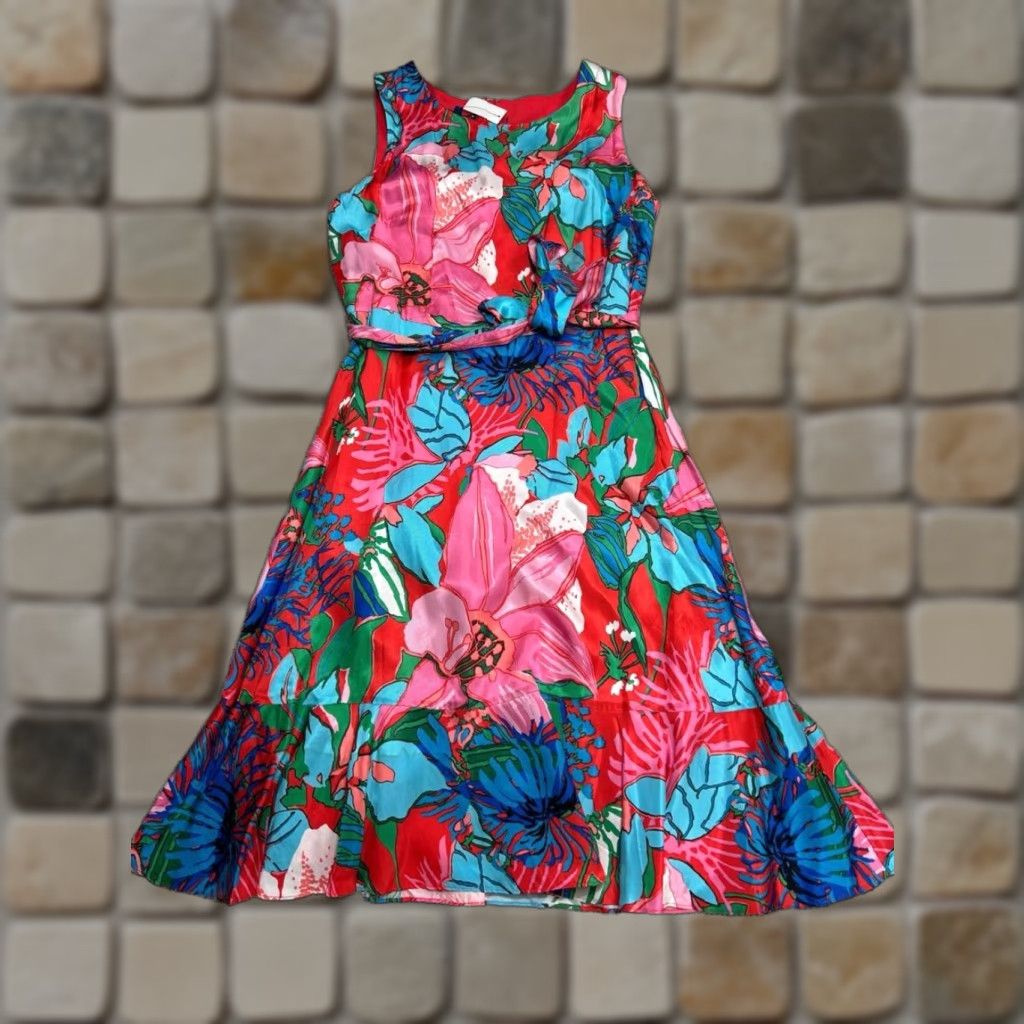 Talbots Talbots Dress Rsvp Floral Fit & Flare Multicolor 12 Womens  Sleeveless Knee Length Zipper | Grailed