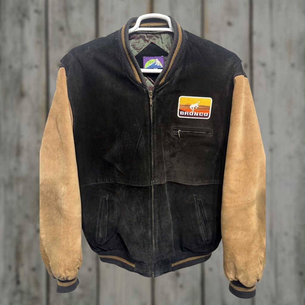 Ford VINTAGE North Crest FORD BRONCO Sport Truck Leather Bomber Jacket Coat Western Mens XL Jacket Size US XL / EU 56 / 4 - 1 Thumbnail