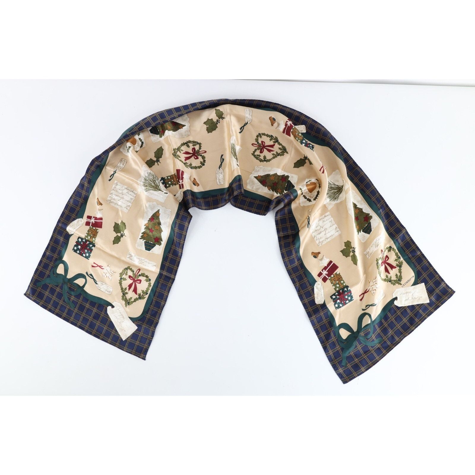 Vintage Vintage 90s Streetwear Silk Christmas Holidays Neck Scarf Size ONE SIZE - 1 Thumbnail