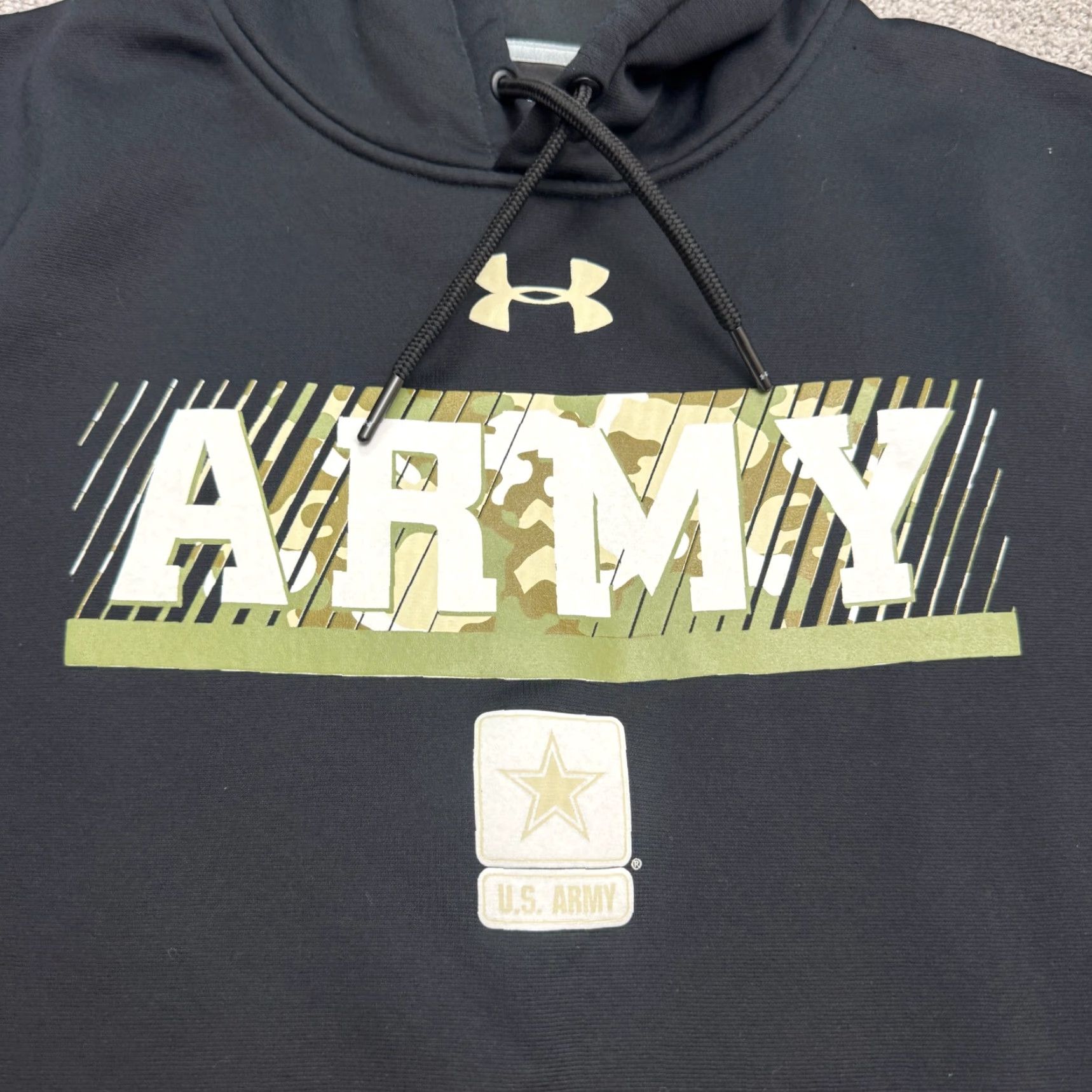 Under Armour Under Armour Storm Hooded Army Hoodie Pullover Sweatshirt Men XL Black Logo Size US XL / EU 56 / 4 - 4 Thumbnail