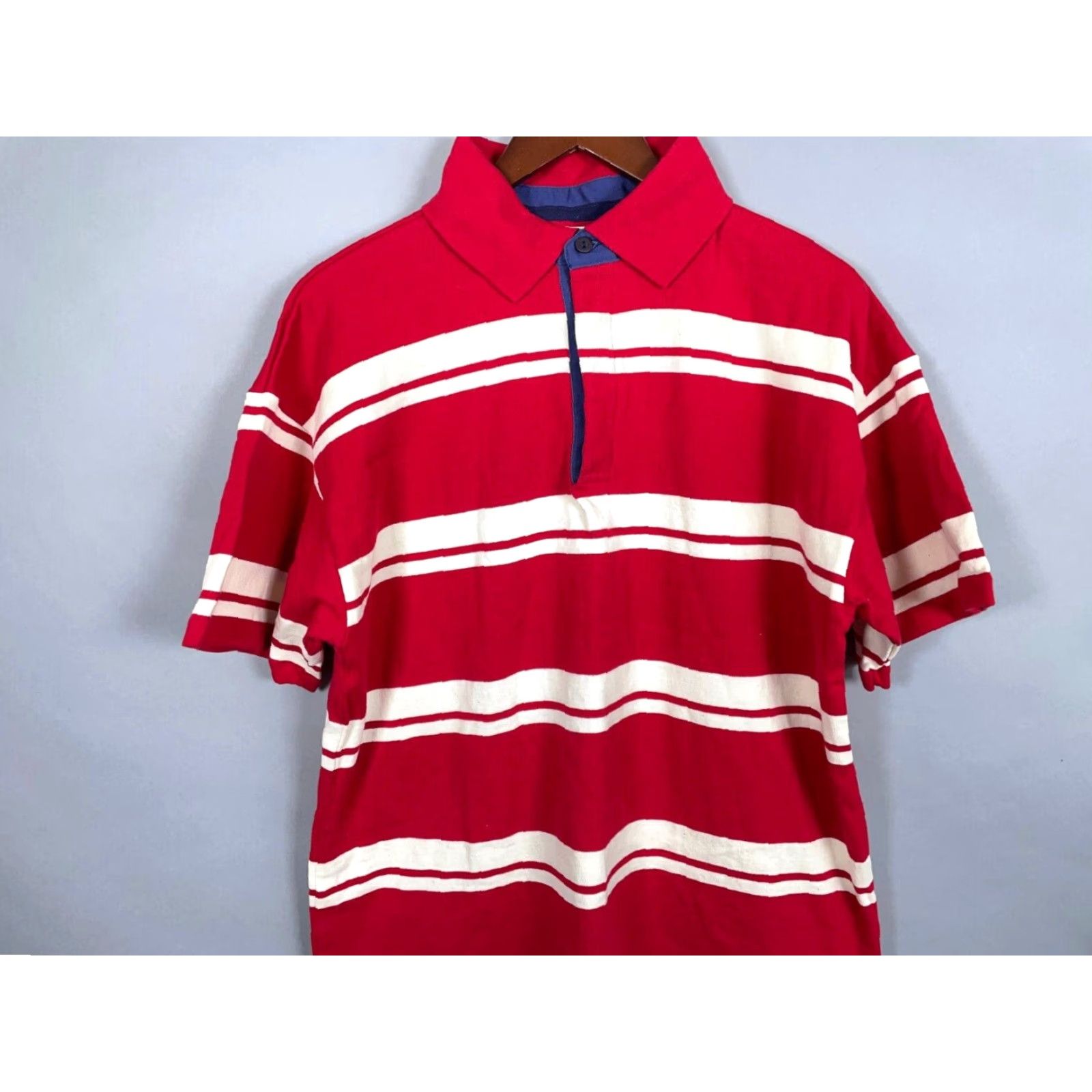 Vintage VINTAGE L.L. Bean Polo Shirt Men's Shirt Adult Large Red White Striped 90s Preppy USA Made Size US L / EU 52-54 / 3 - 3 Thumbnail