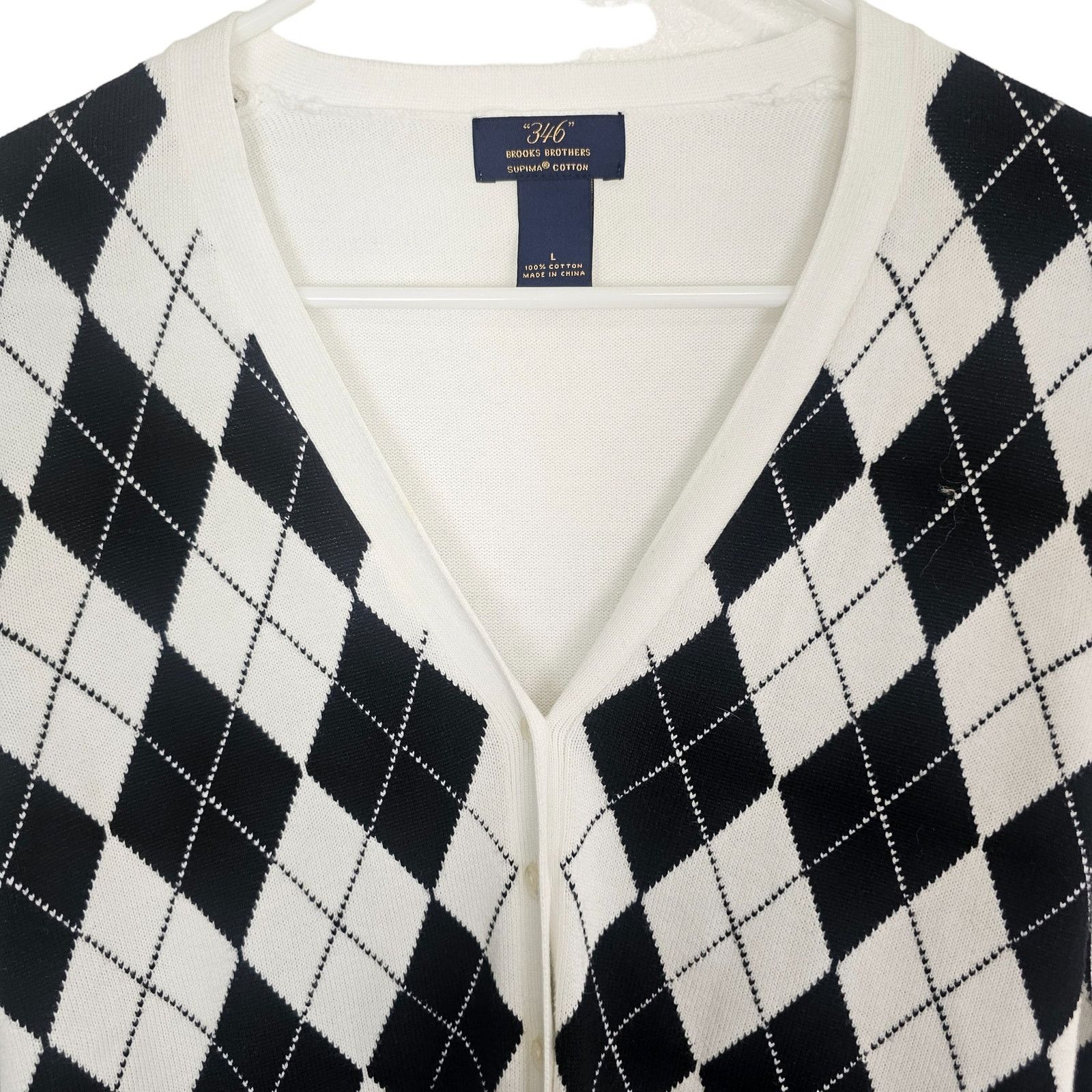Brooks Brothers Brooks Brothers 346 Womens Argyle Cardigan Sweater Size L Size L / US 10 / IT 46 - 2 Thumbnail