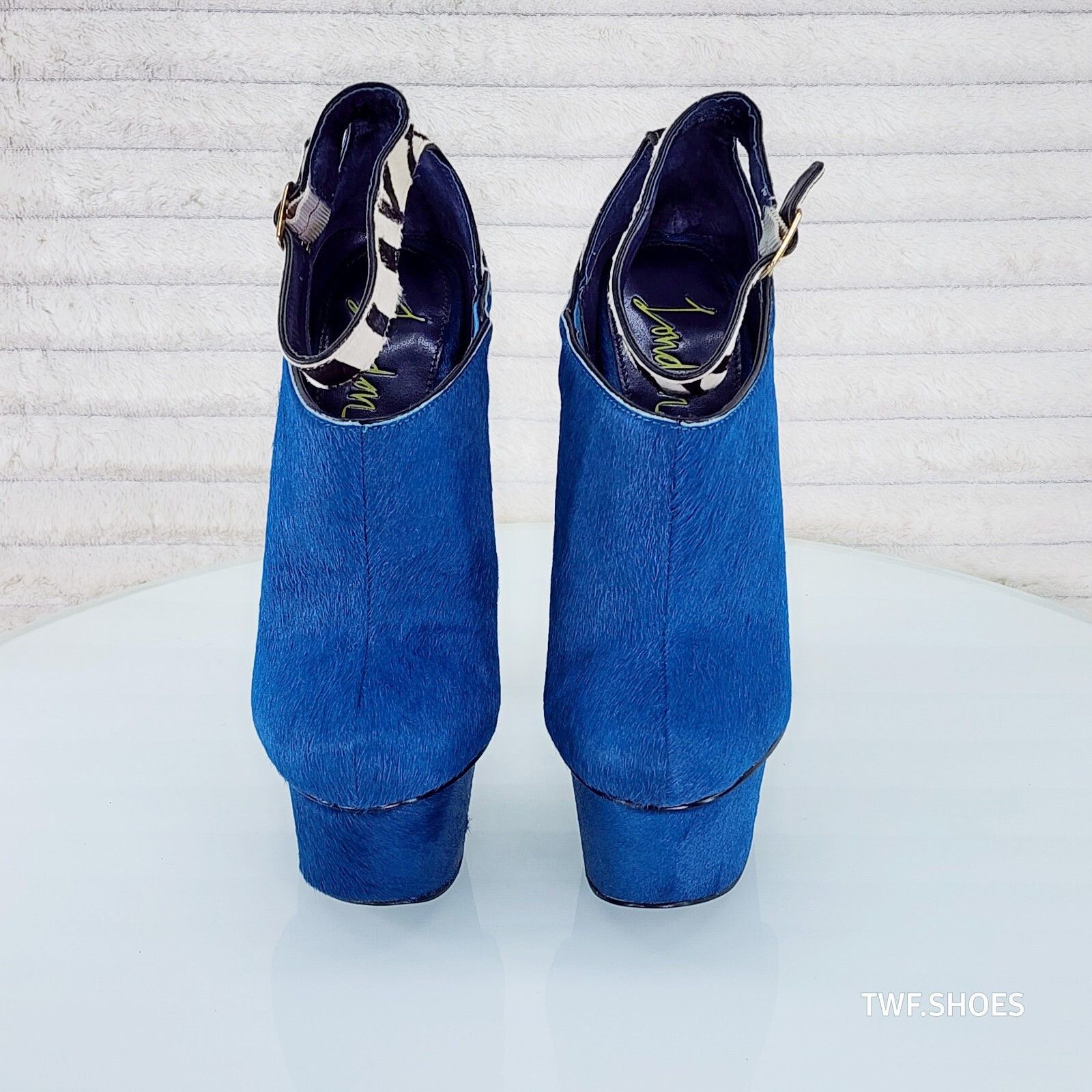 Other London Trash Wynne Wicked Teal Blue Zebra 6.75" High Heel Pl Size US 7.5 / IT 37.5 - 5 Thumbnail