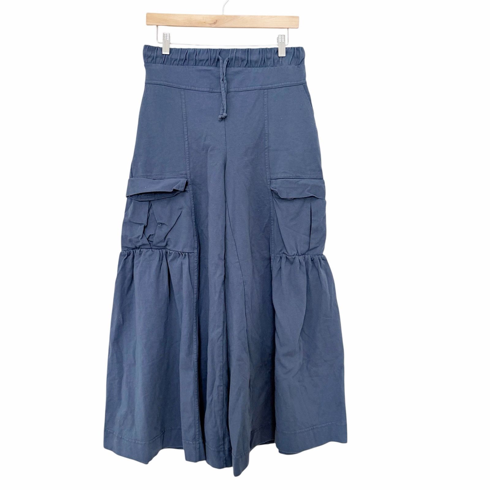 Free People Free People Beach Blue Wide Leg Ruffle Pants Sz S Size 27" / US 4 / IT 40 - 1 Thumbnail