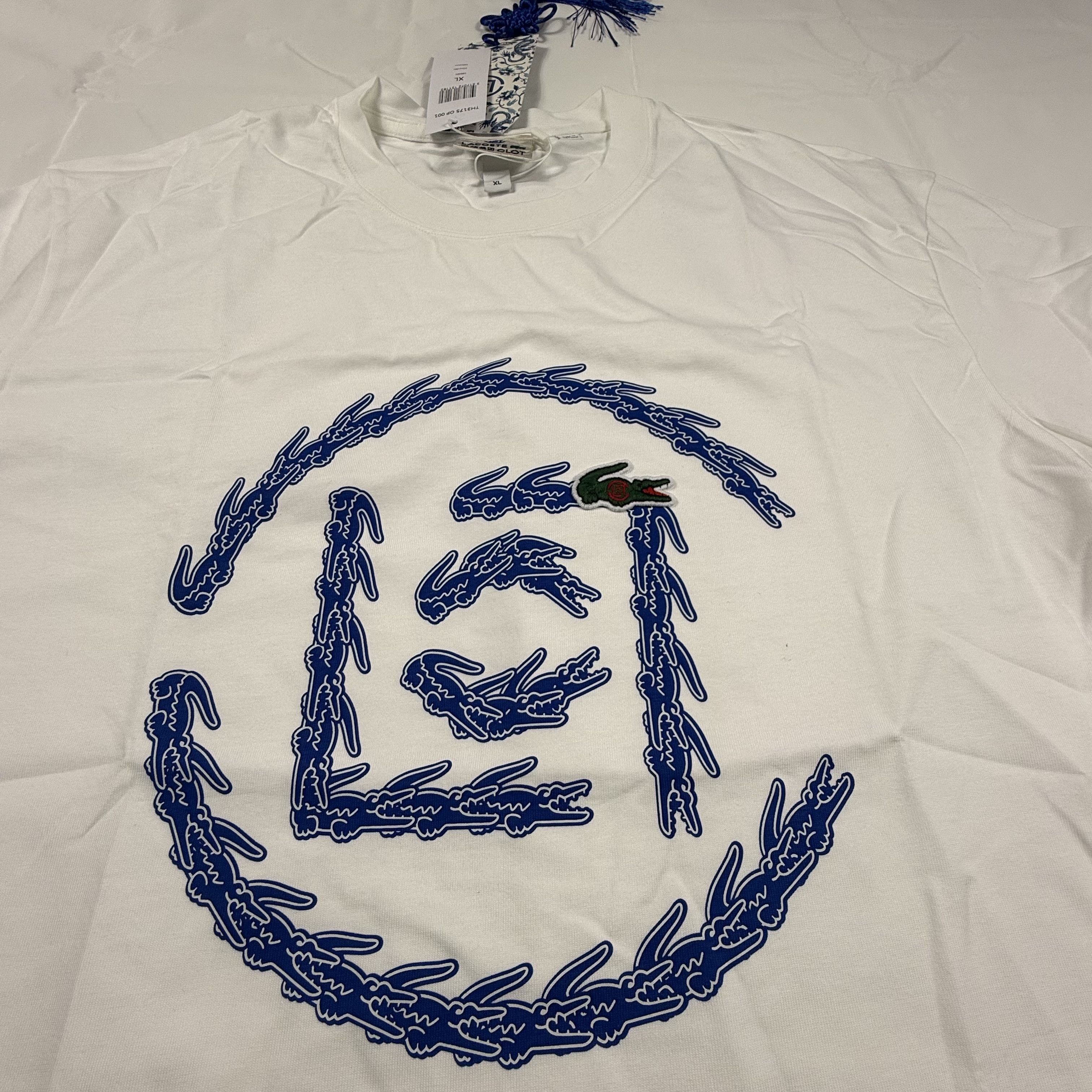 CLOT × Lacoste Lacoste x CLOT White Blue Crocodile Graphic T-Shirt XL NEW Size US XL / EU 56 / 4 - 2 Thumbnail