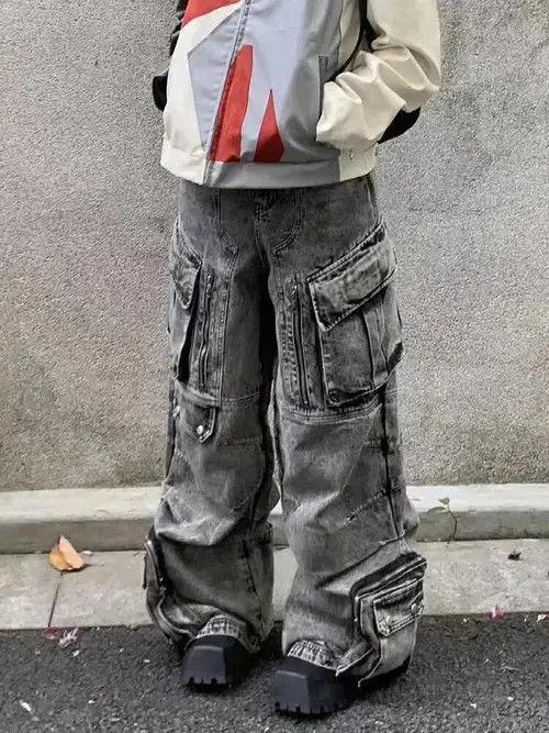 Japanese Brand × Jean Vintage workfashion multi-pocket draped wide-leg cargo Size US 32 / EU 48 - 4 Thumbnail