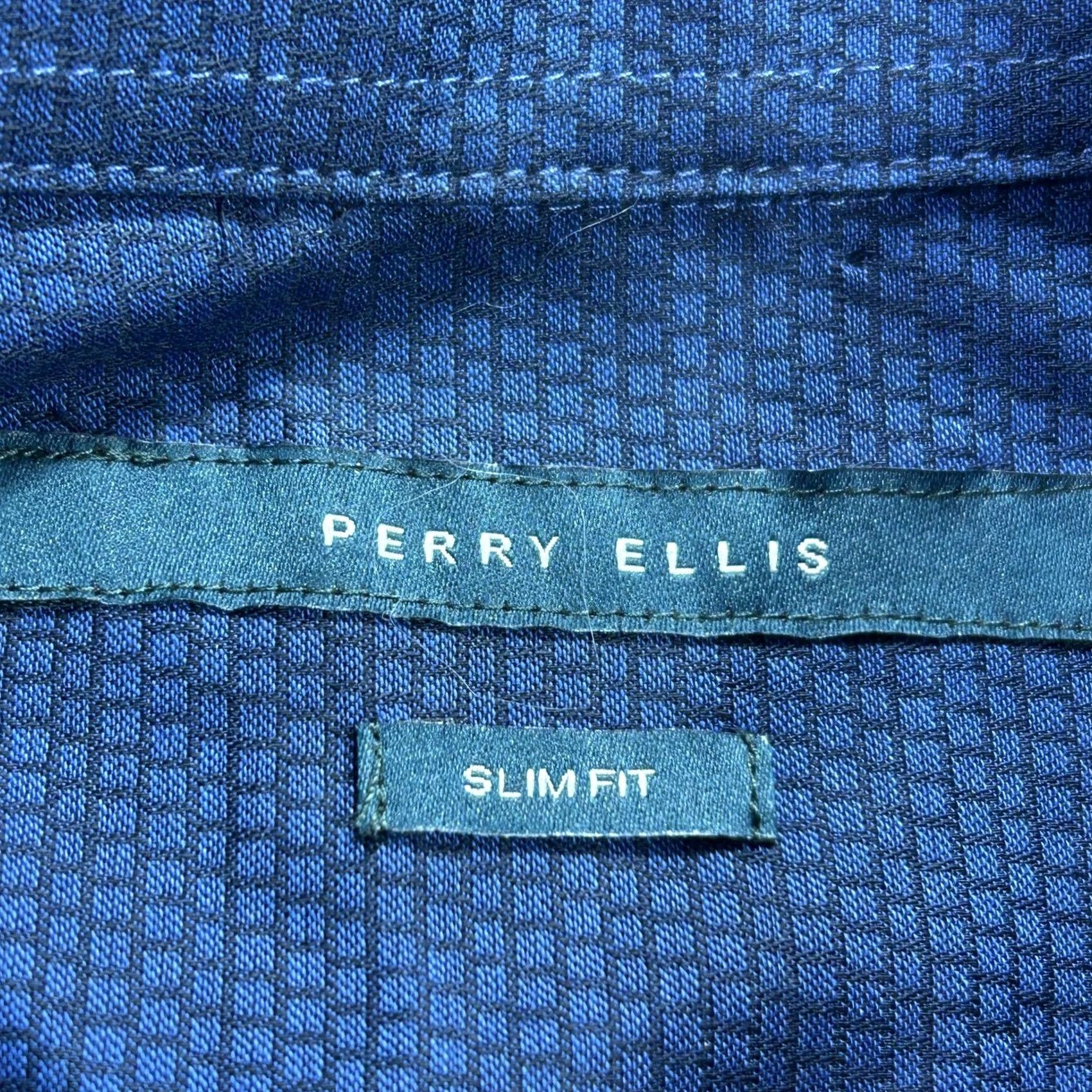 Perry Ellis Perry Ellis Shirt Mens Medium Blue Geometric Long Sleeve Button-Up Slim Fit Size US M / EU 48-50 / 2 - 5 Thumbnail