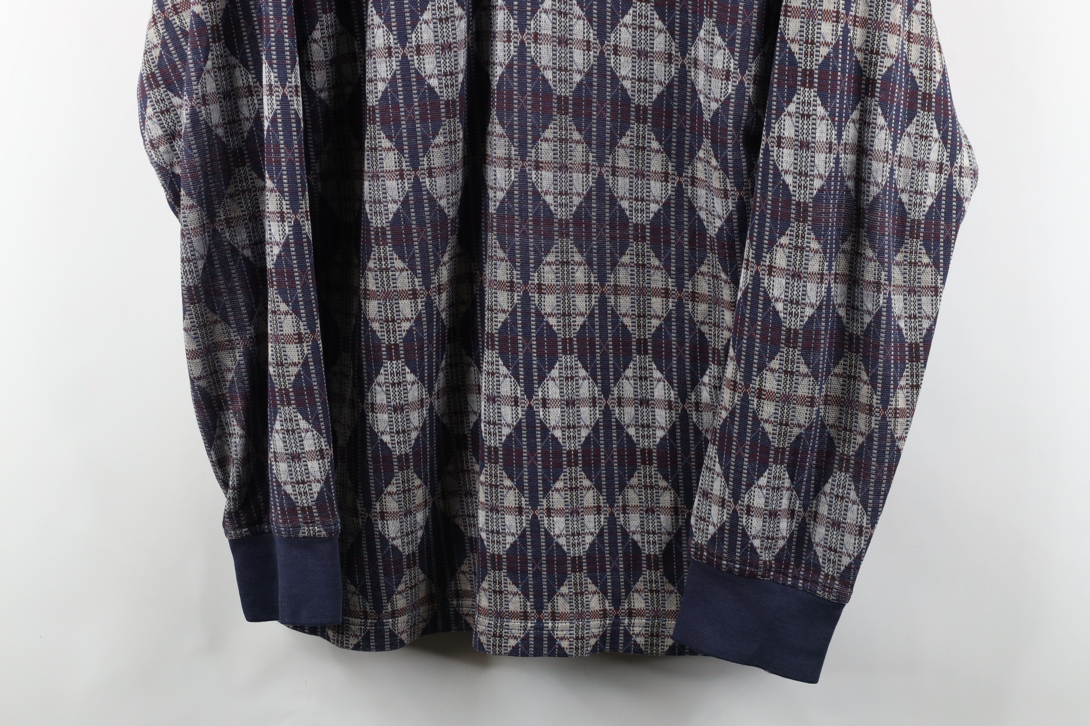 Vintage Vintage 90s Streetwear Diamond Knit Long Sleeve Polo Shirt Size US M / EU 48-50 / 2 - 3 Thumbnail