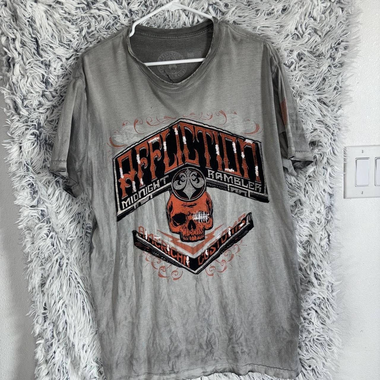 Affliction Affliction grey and red skull t-shirt men's size XL Size US XL / EU 56 / 4 - 1 Thumbnail