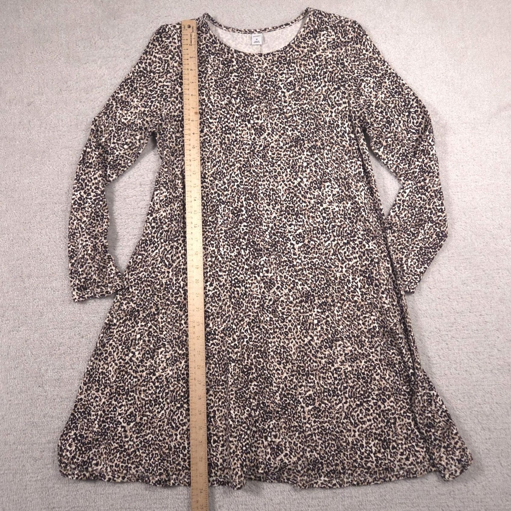 Old Navy Old Navy Dress Womens Medium Brown Leopard Print Swing Long Sleeve Scoop Neck Dress Size M / US 6-8 / IT 42-44 - 5 Thumbnail
