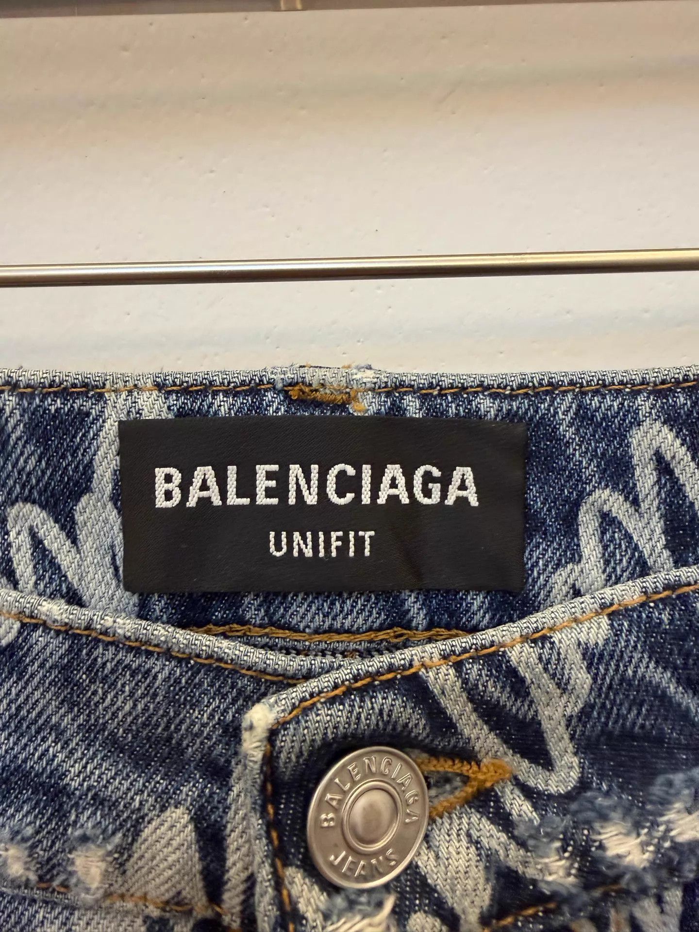 Balenciaga BALENCIAGA SS22 All Over Logo Blue Straight Jeans Men's S Size US 30 / EU 46 - 3 Thumbnail