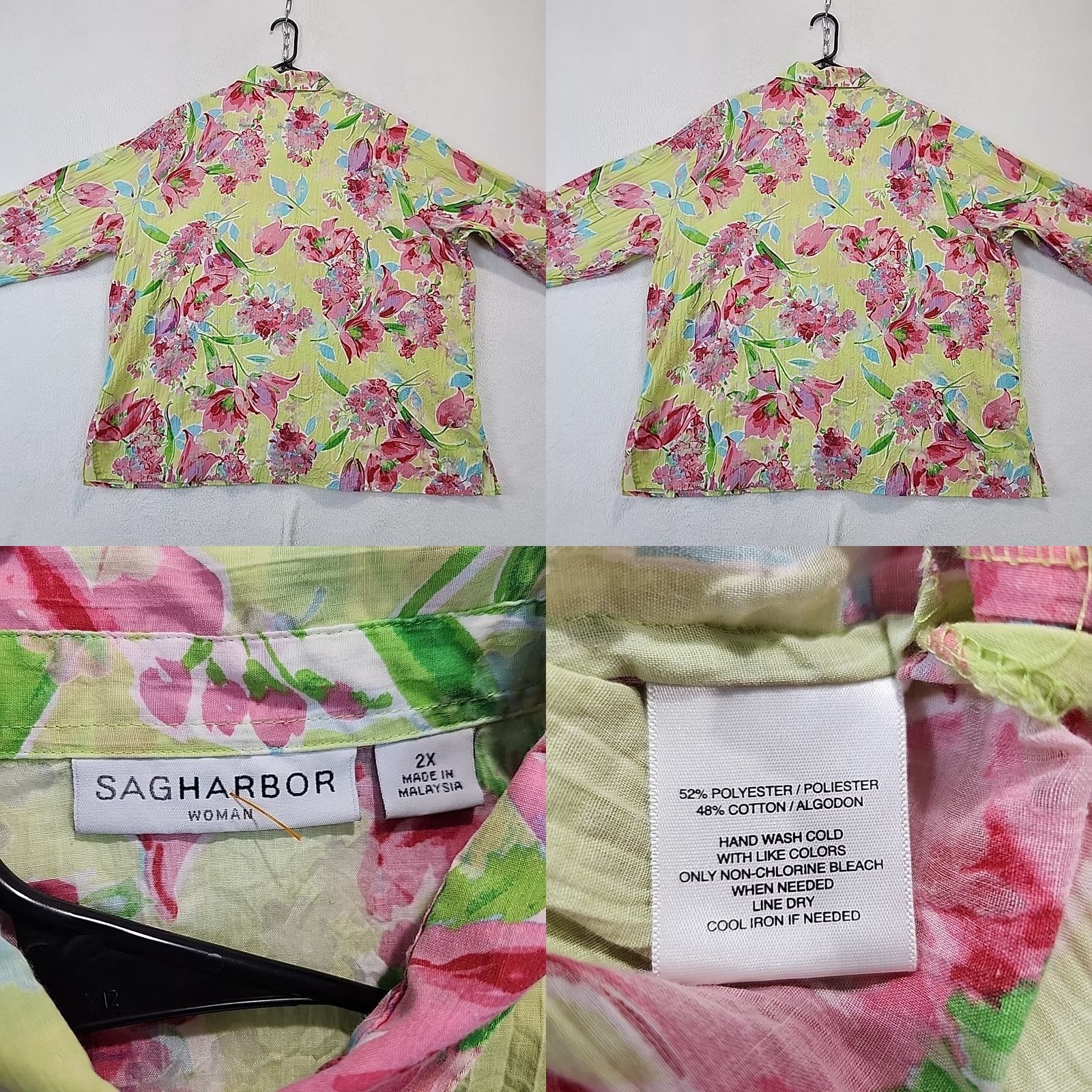 Vintage VINTAGE Sag Harbor Blouse 3/4 Sleeve Button Collared Floral Green 2X Womens XS-XXL? Size XXL / US 16-18 / IT 52-54 - 9 Thumbnail