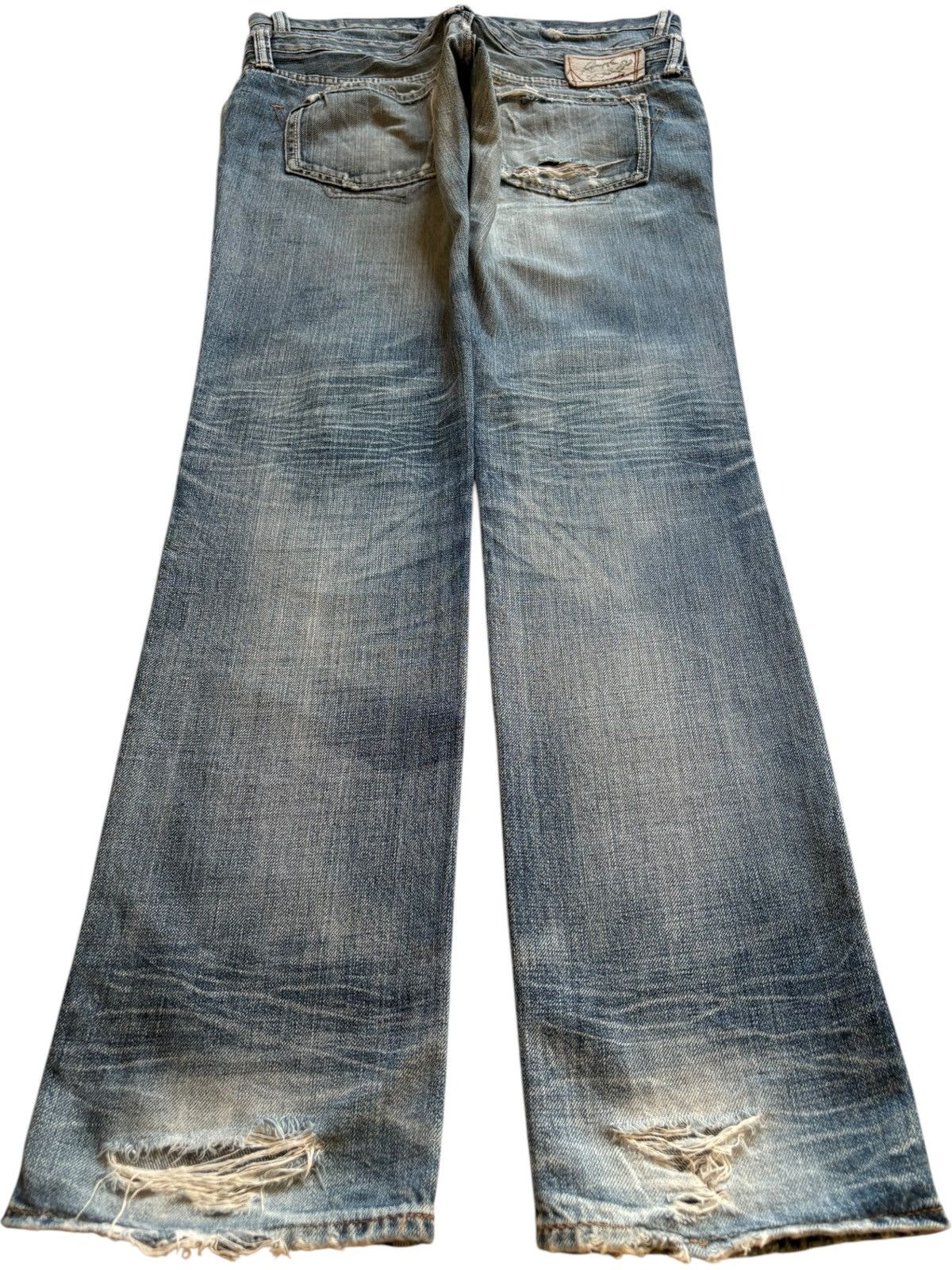 Japanese Brand Vintage Japanese Brand Double Waist Faded Wash Ripped Jeans Size US 33 - 2 Thumbnail